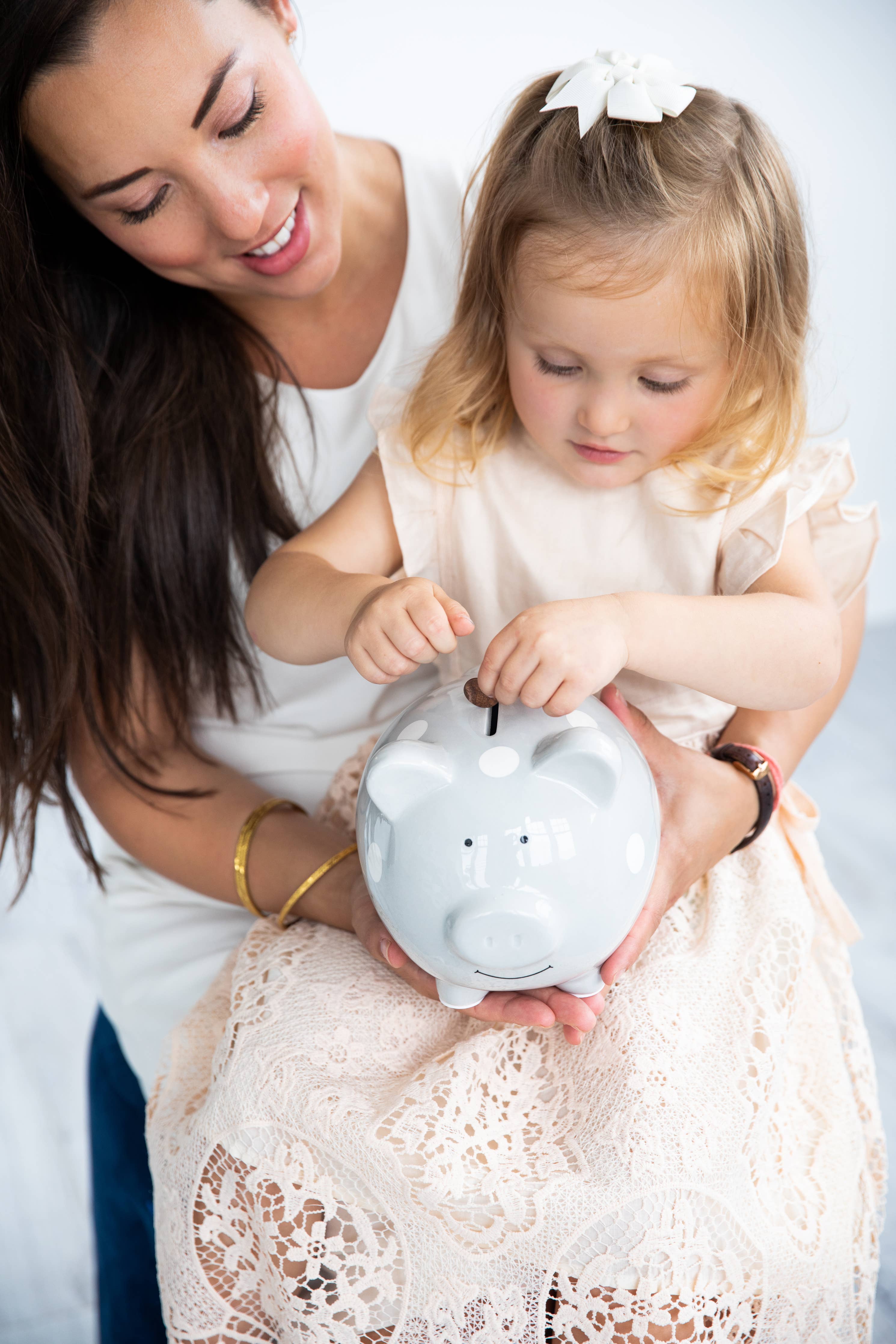 Polka Dot Piggy Bank: Blue