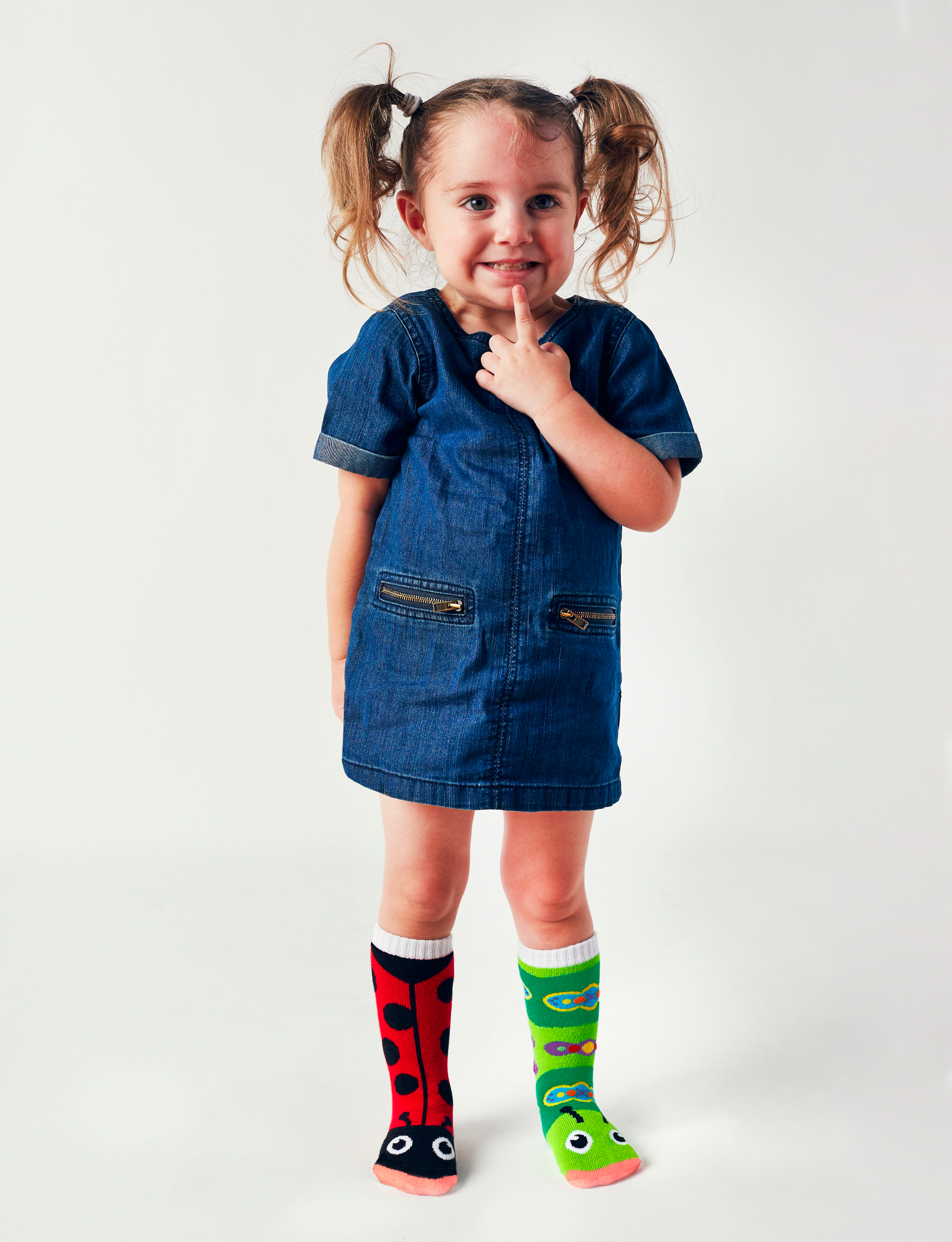 Ladybug & Caterpillar Fun Mismatched Non-Slip Kids Socks: KIDS LARGE