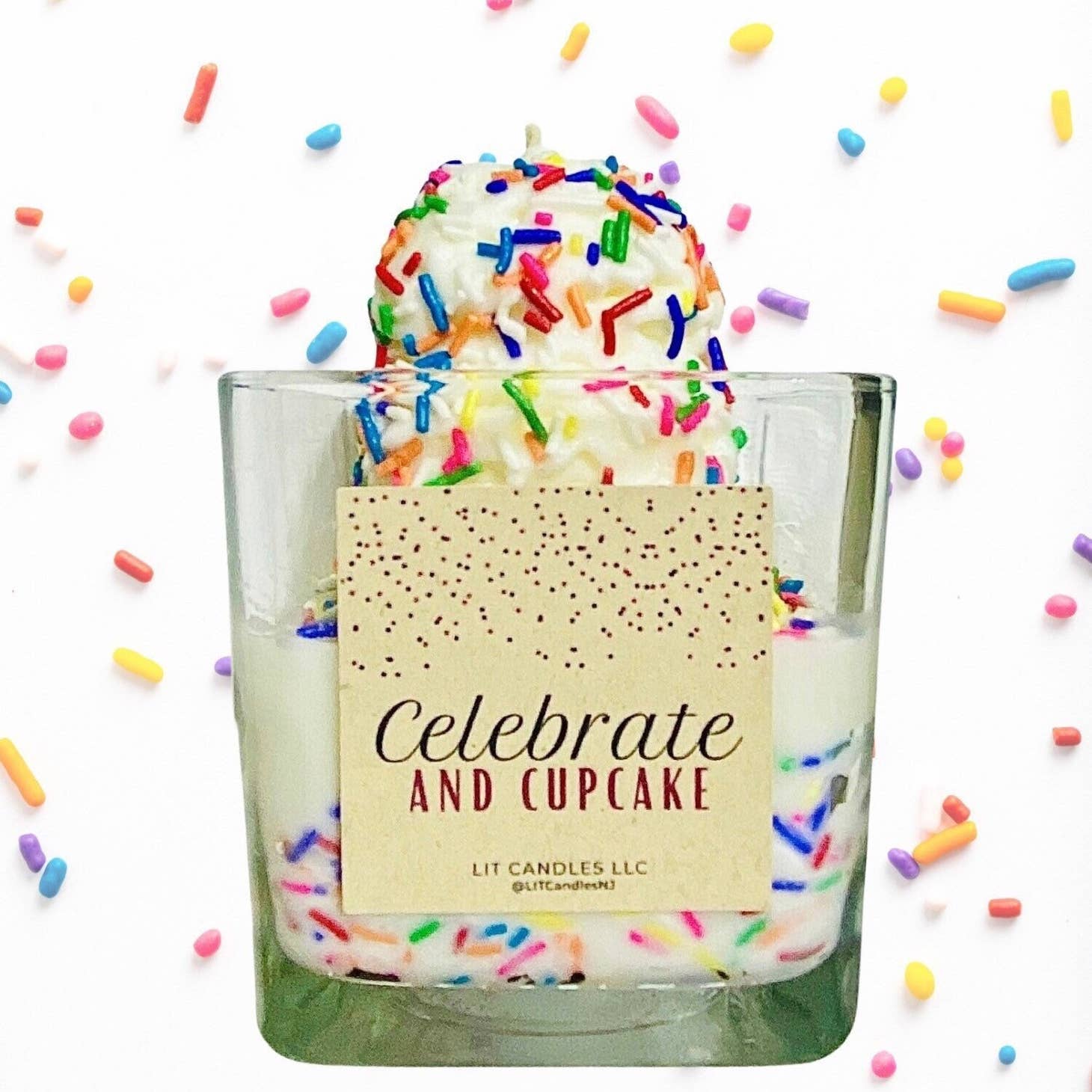 Vanilla Cupcake Rainbow Sprinkles Birthday Party Soy Candle