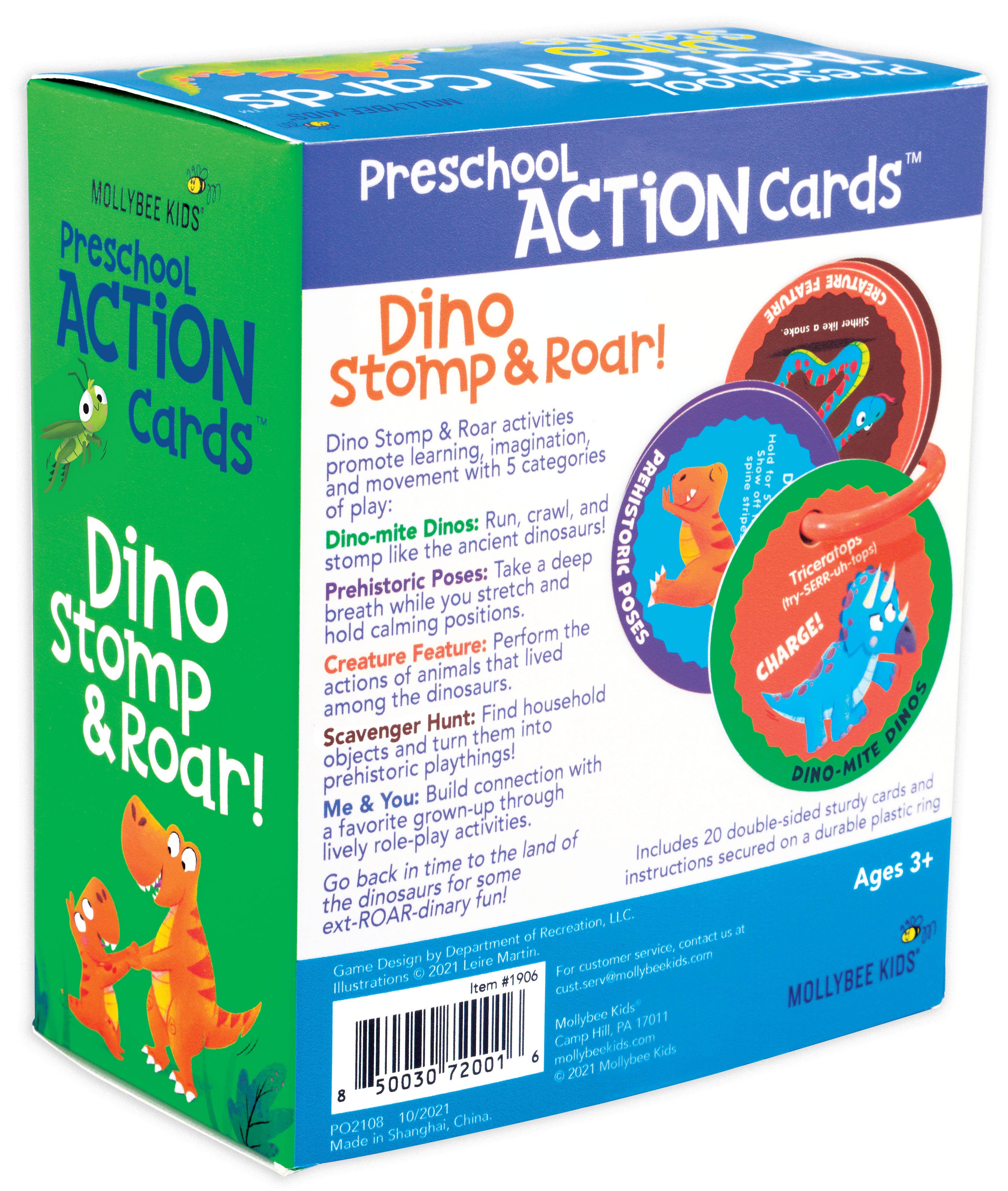 Preschool Action Cards Dino Stomp and Roar!