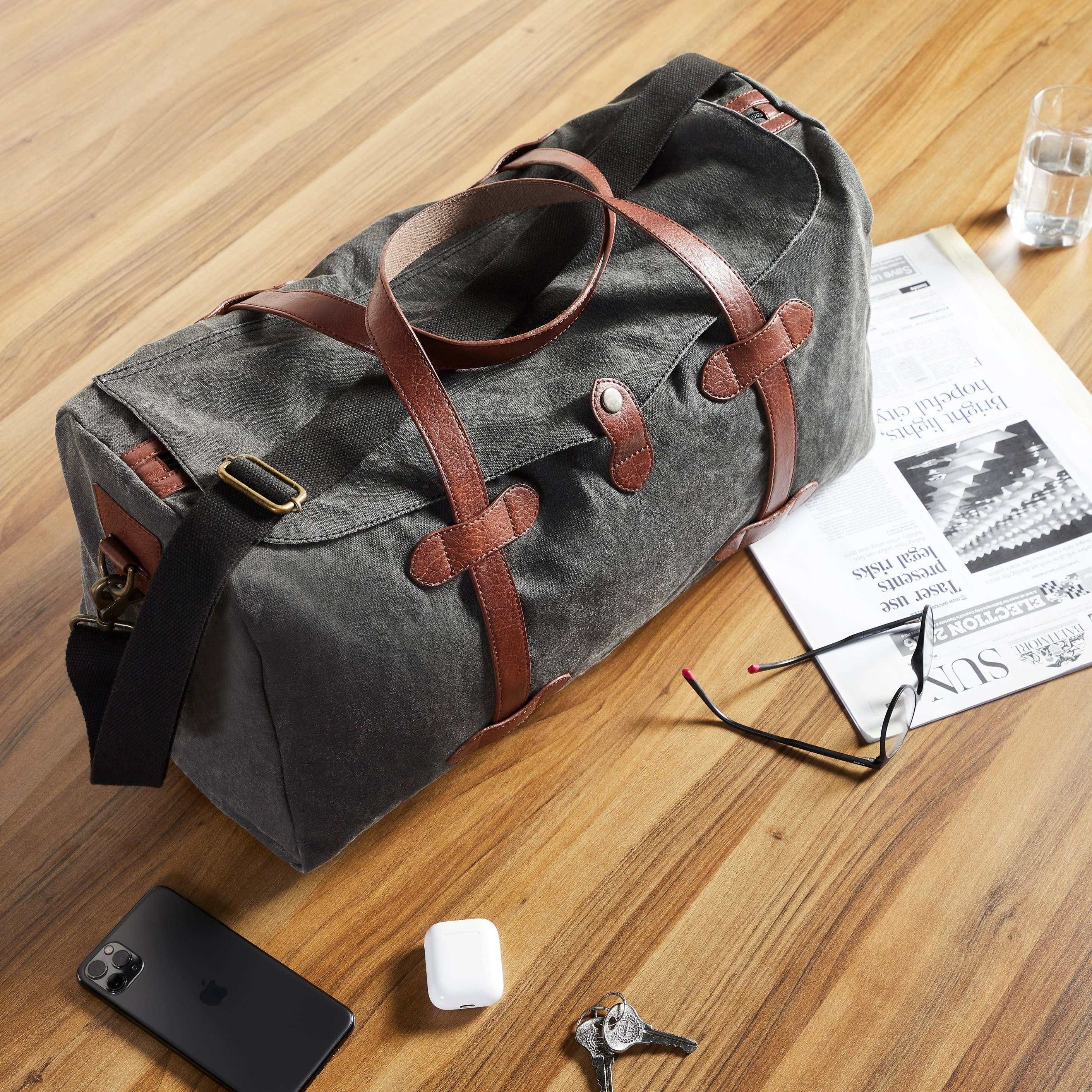 Aldrich Up-Cycled Canvas Duffle Weekender Bag