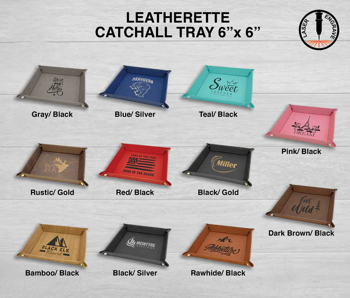 Leatherette Catchall tray, Valet Tray 6" x 6"