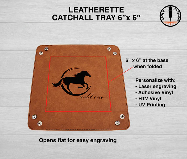 Leatherette Catchall tray, Valet Tray 6" x 6"