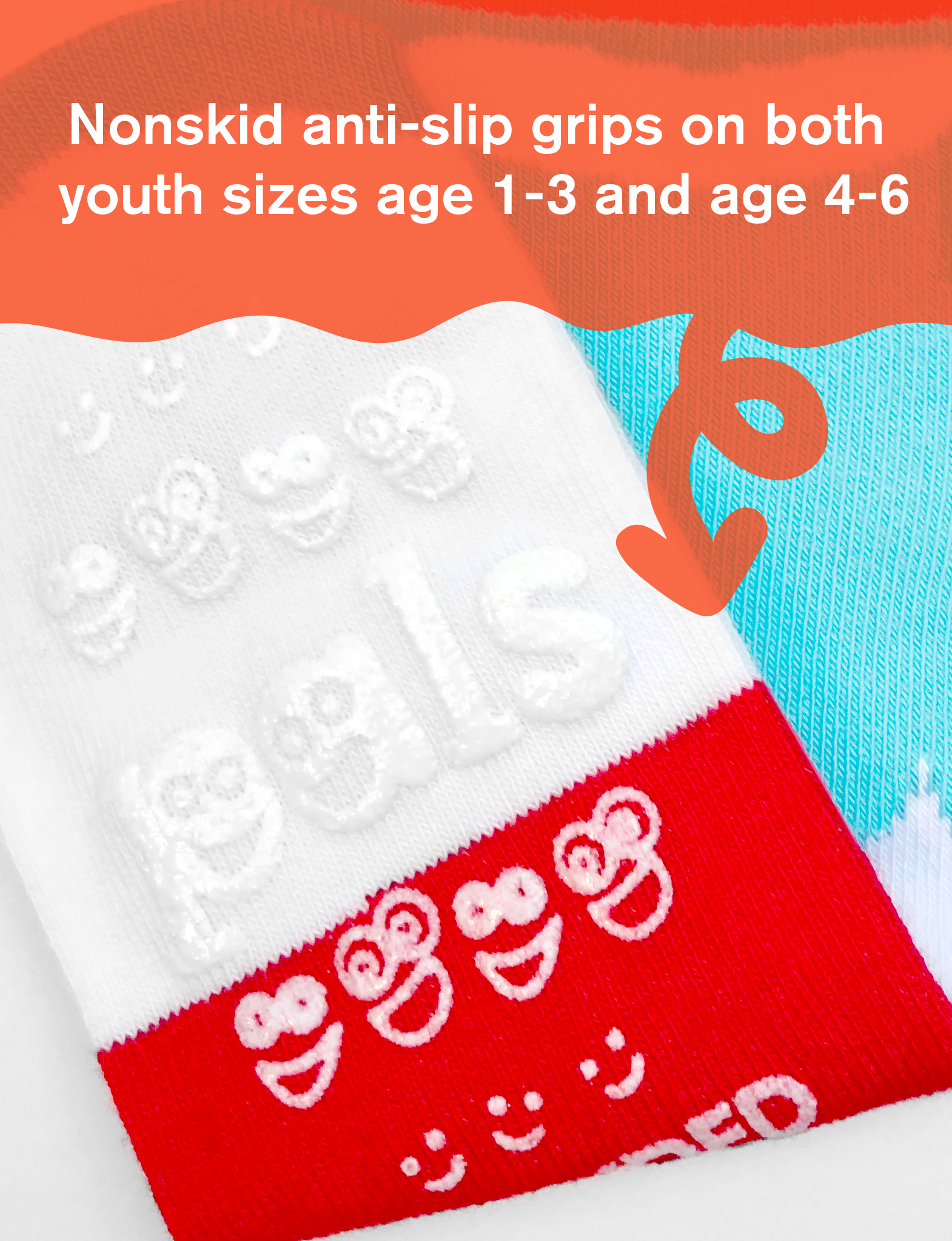 Milk & Cookies Non-Slip Mismatched Socks for Kids: KIDS SMALL