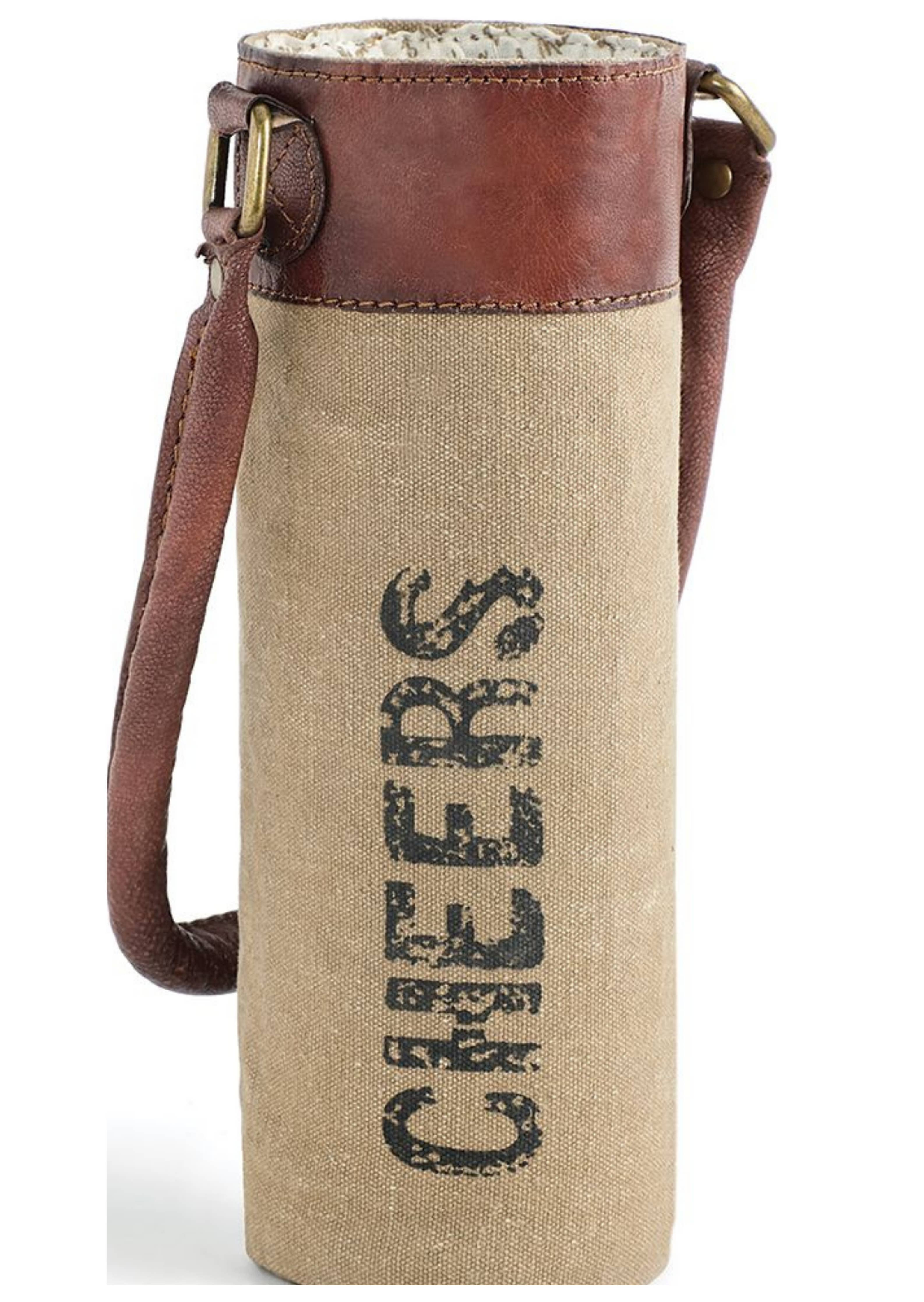 Cheers Up-Cycled Canvas Wine Bag