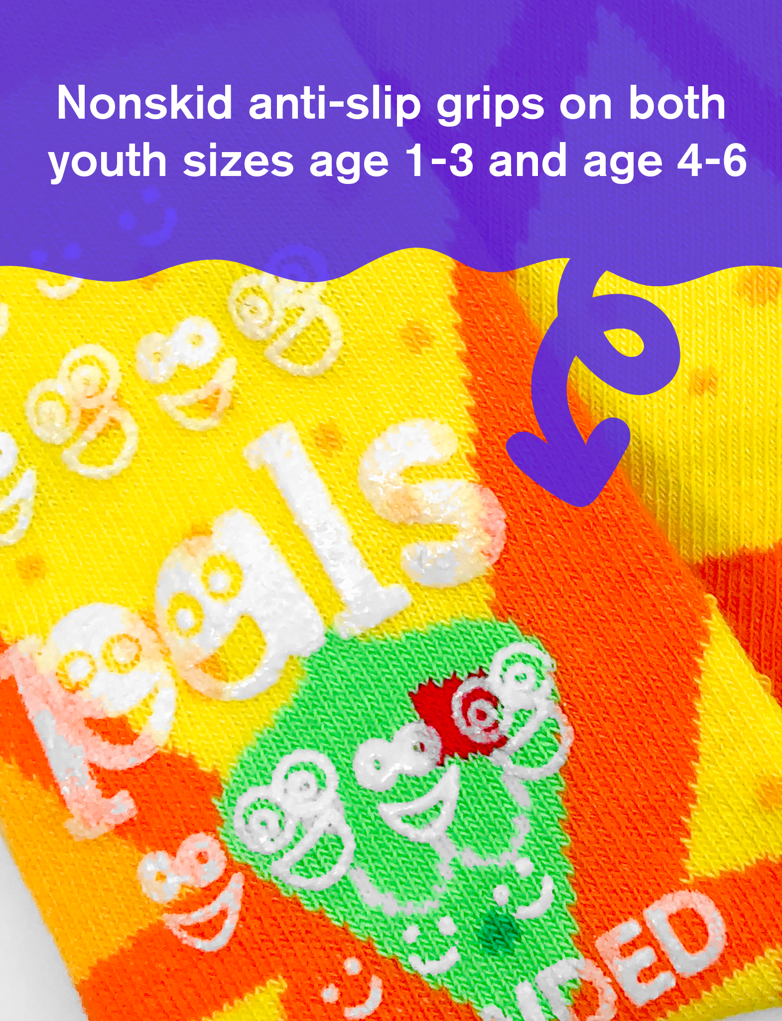 Chips & Guac Mismatched Non-Slip Kids Socks: KIDS LARGE