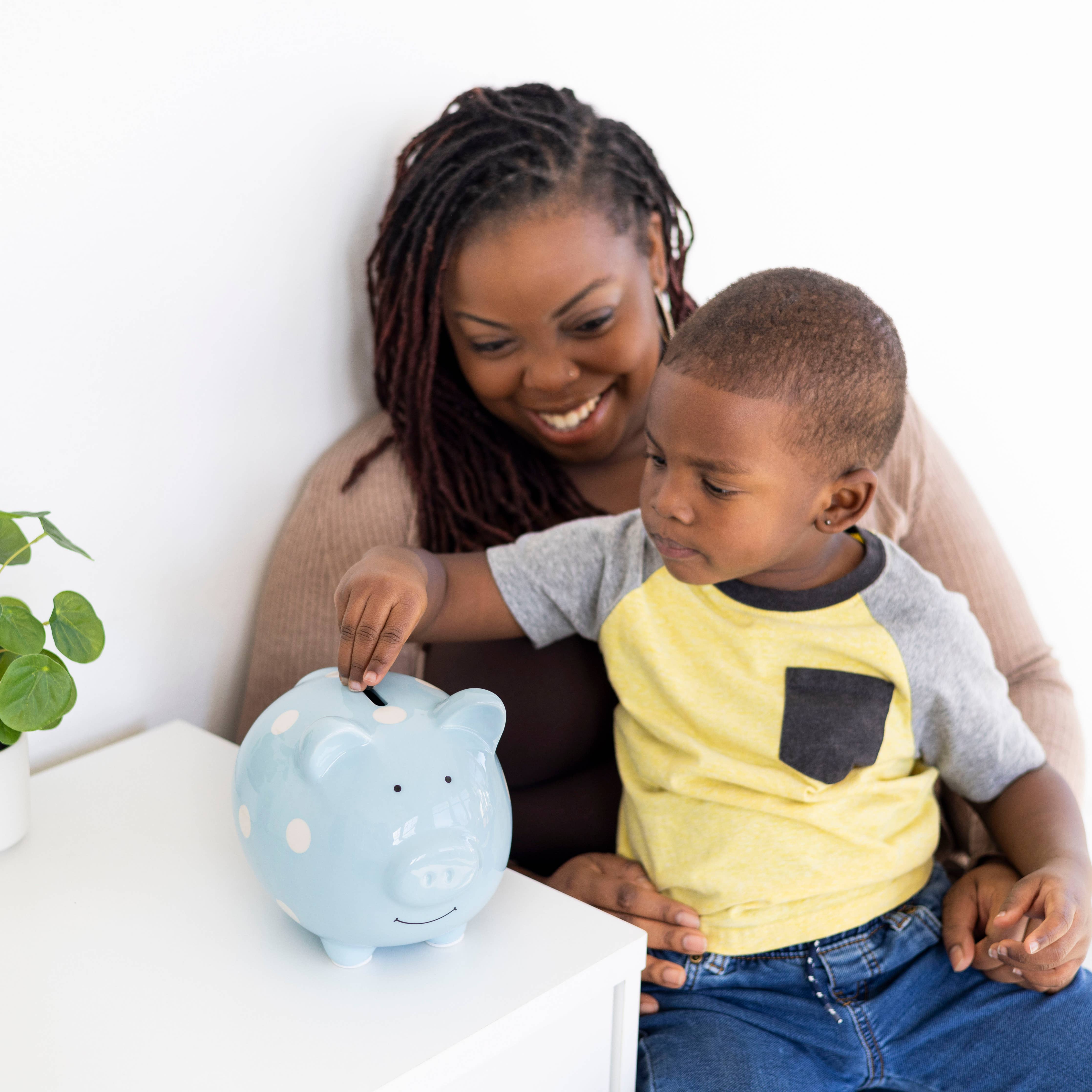 Polka Dot Piggy Bank: Blue