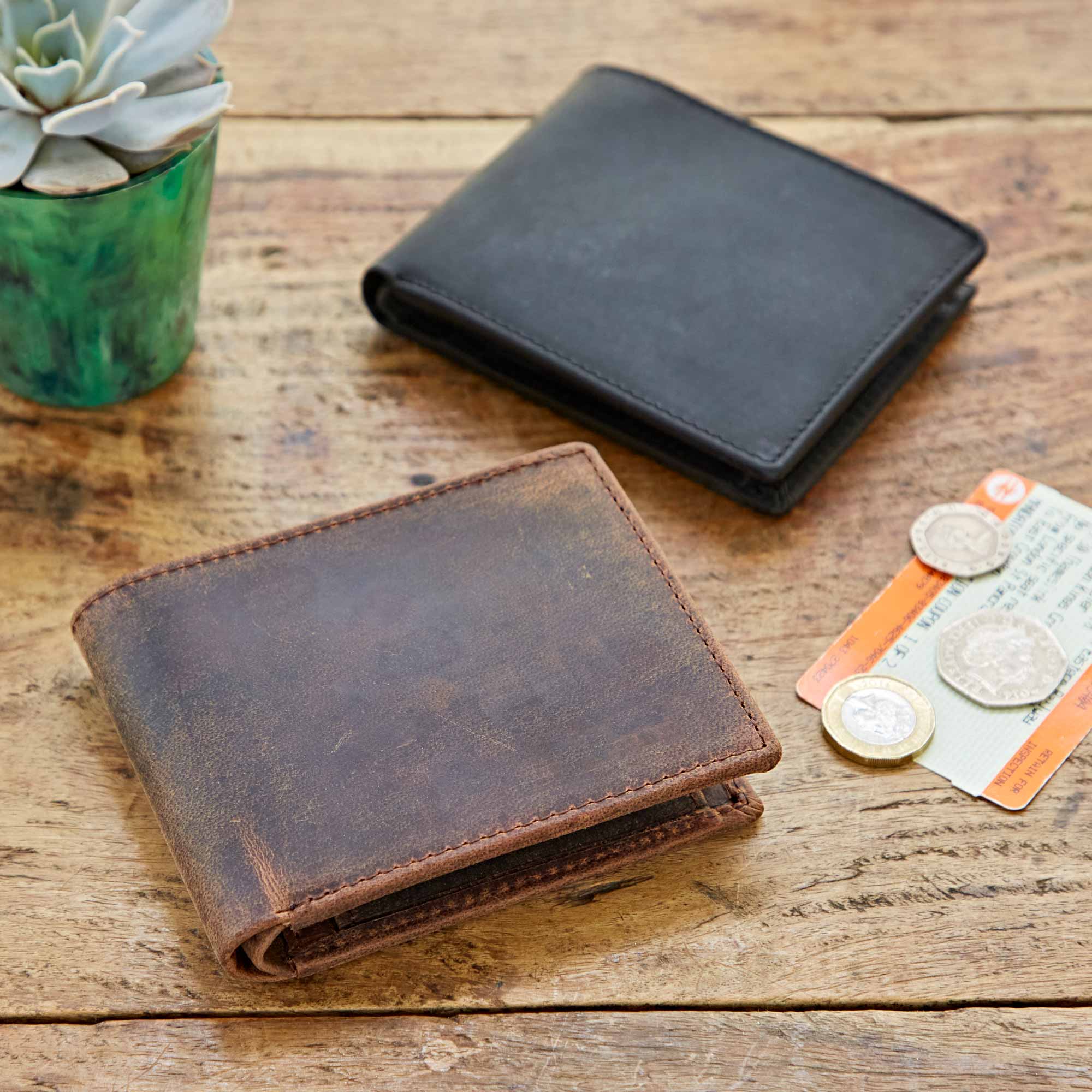 Handmade Buffalo Leather Wallet: Black