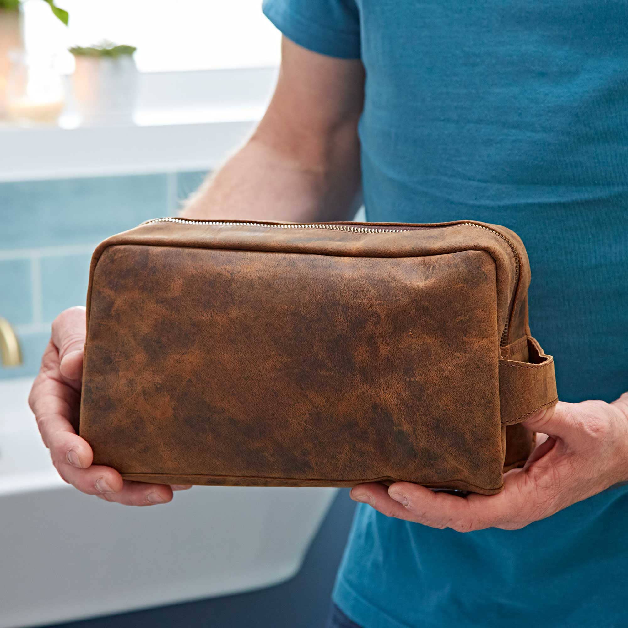 Buffalo Leather Large Wash Bag - Handmade