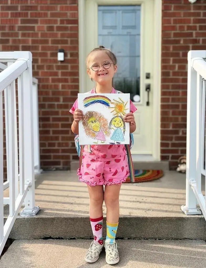 Strawberry & Banana Mismatched Non-Slip Socks for Kids: KIDS SMALL