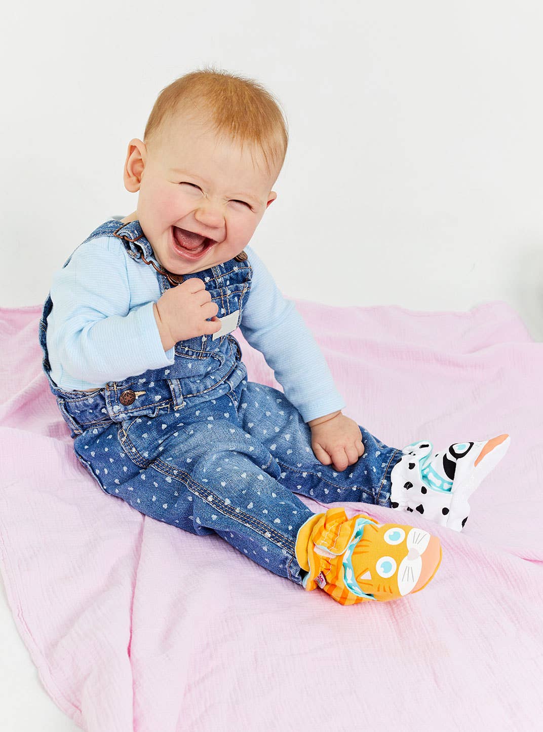 Kitten & Puppy Non-Slip Mismatched Baby Booties: 6-12 Months