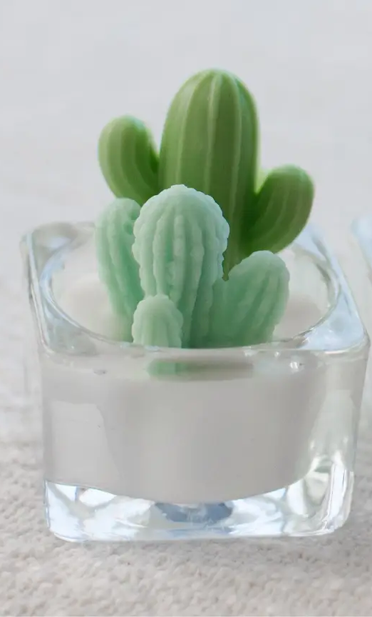 Cactus & Succulent Tealight Candles | Soy Wax Blend: Green & Green Cacti