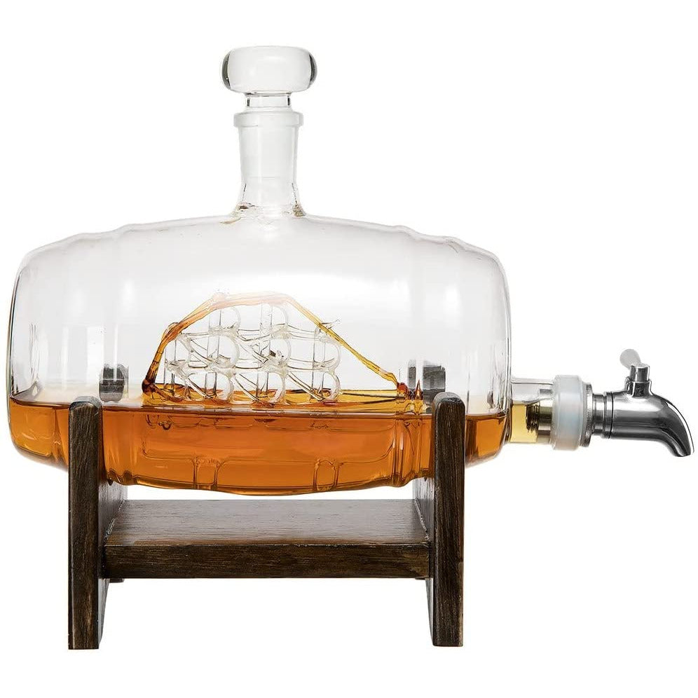 Whiskey Ship in a Barrel Decanter