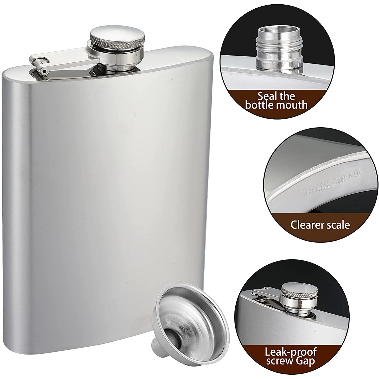 The Sipper - 8oz Stainless Steel Flask with funnel