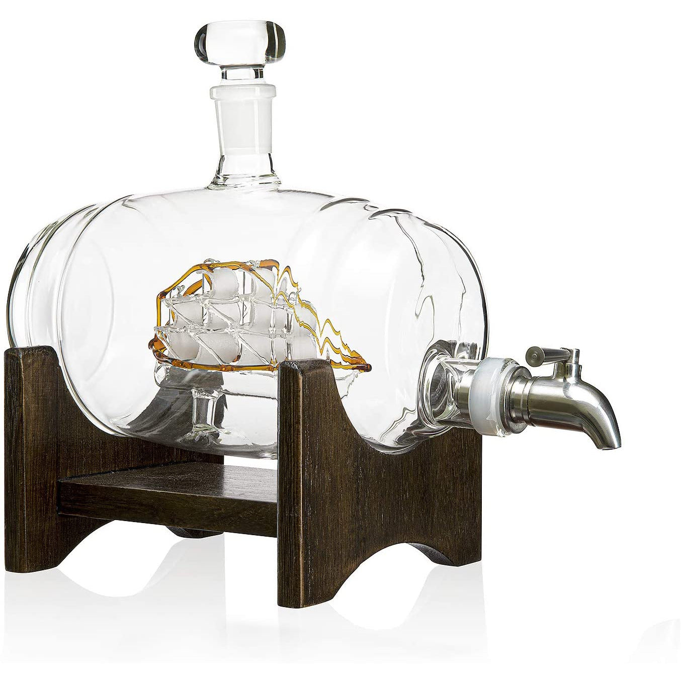 Whiskey Ship in a Barrel Decanter