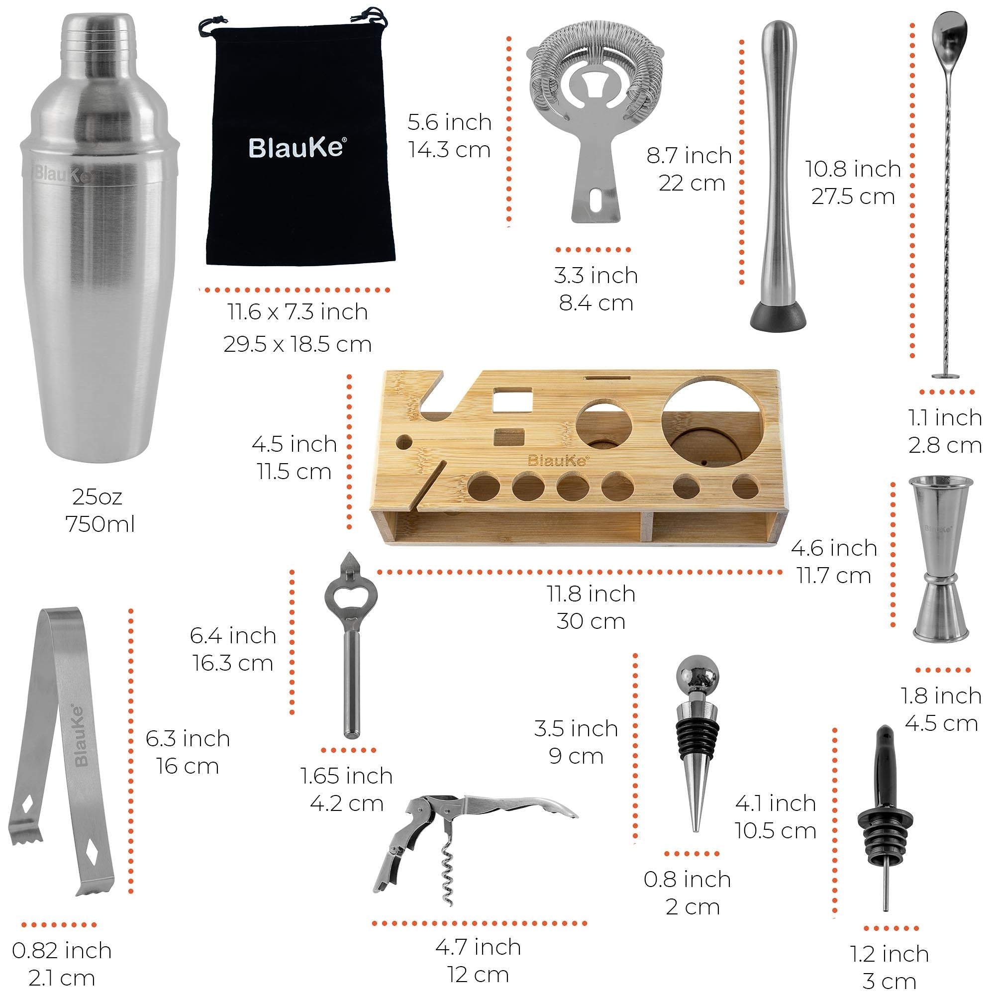 Cocktail Shaker Set with Stand | 17-Piece Mixology Bartender Kit Bar Set