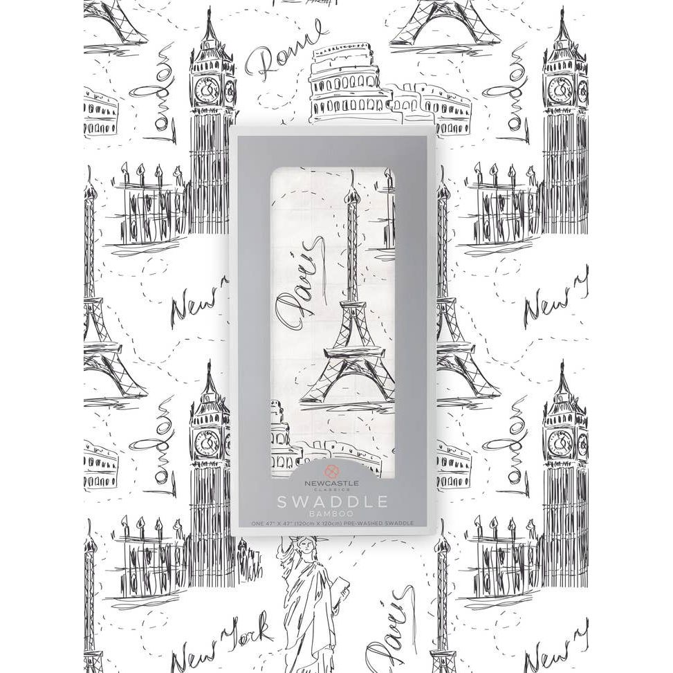 London, Paris, New York Bamboo Baby Swaddle