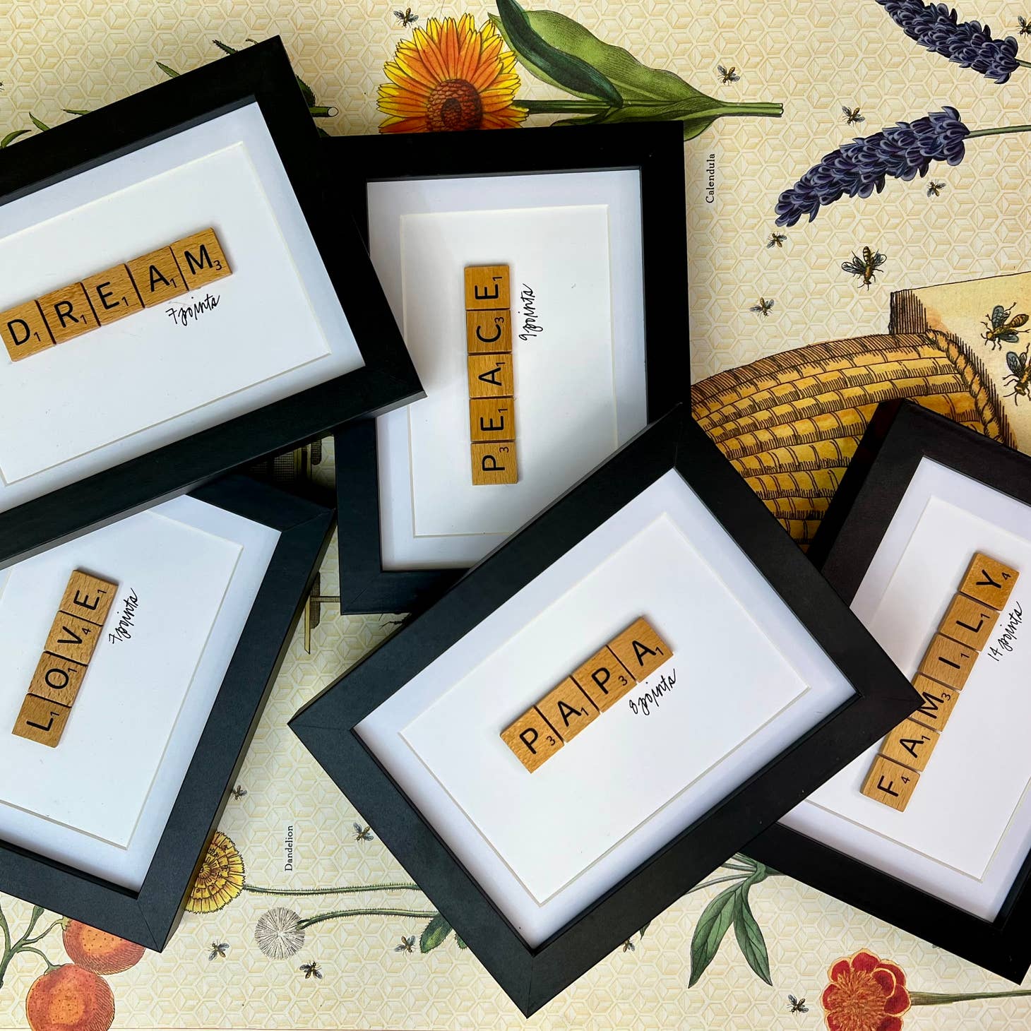 Framed Scrabble-Style Letter Art