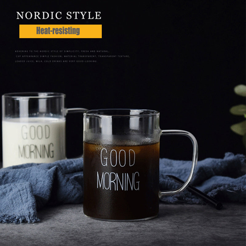 Breakfast Glass Mug with Wooden Lid and Spoon