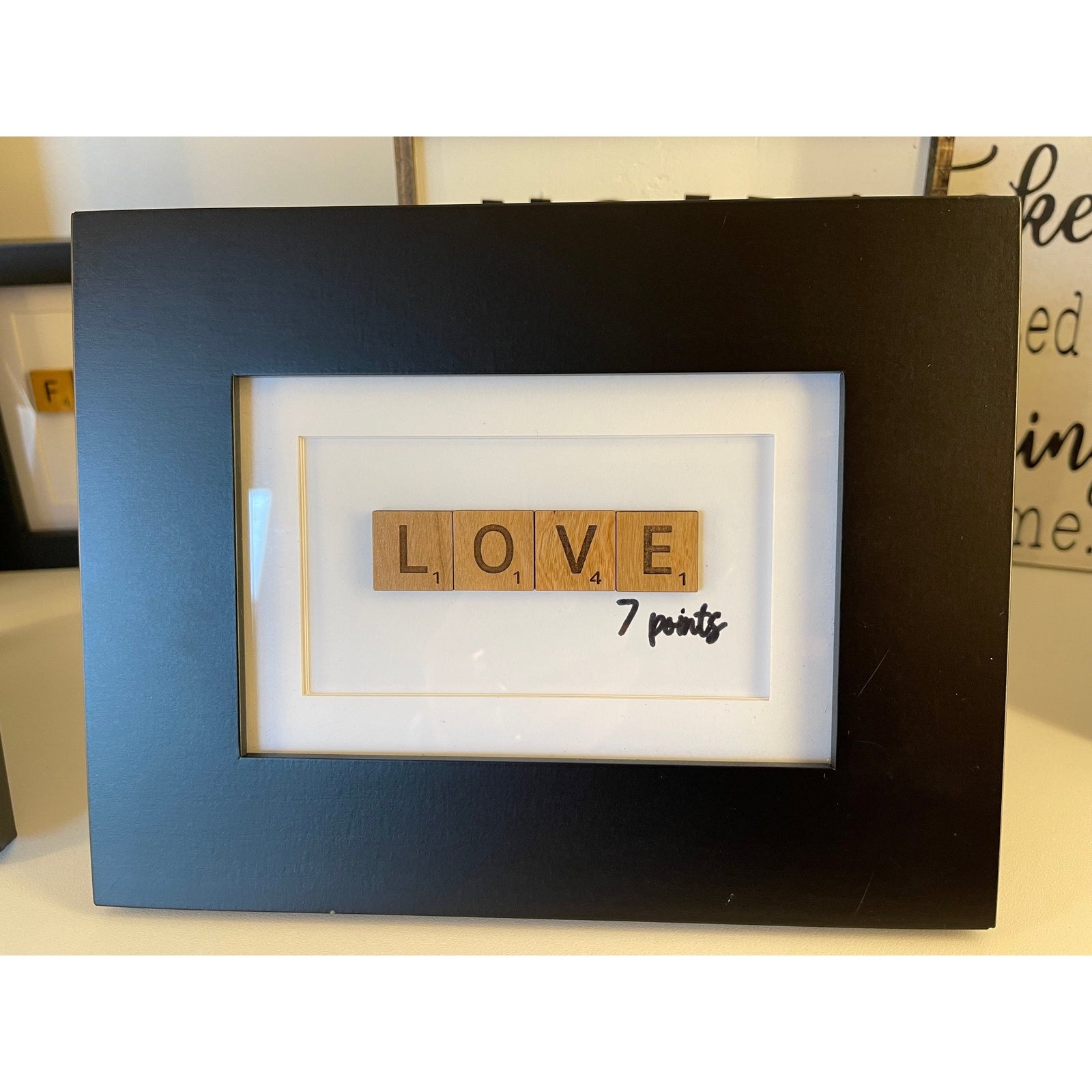 Framed Scrabble-Style Letter Art