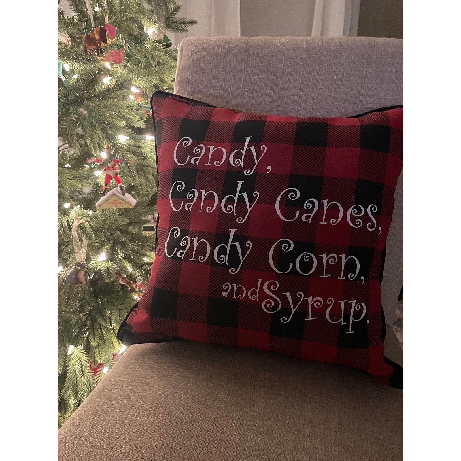 Holiday Decorative Pillow - Red & Black Check