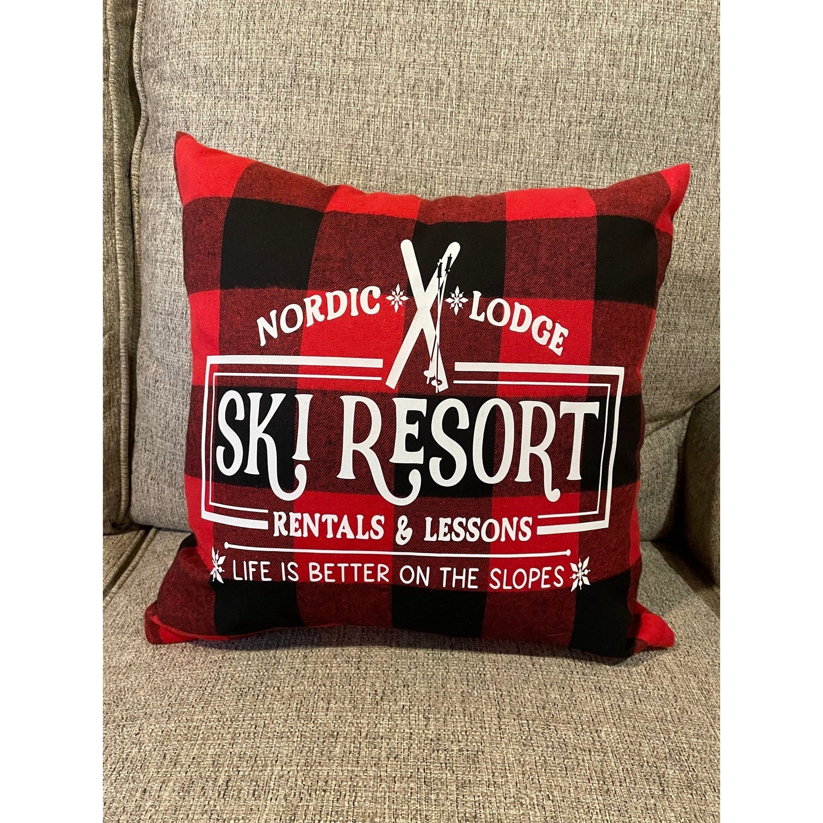 Holiday Decorative Pillow - Red & Black Check