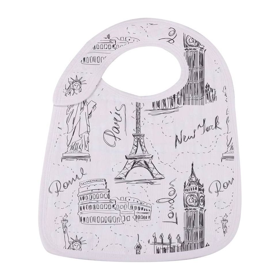 Muslin Snap Bibs - London, Paris, New York
