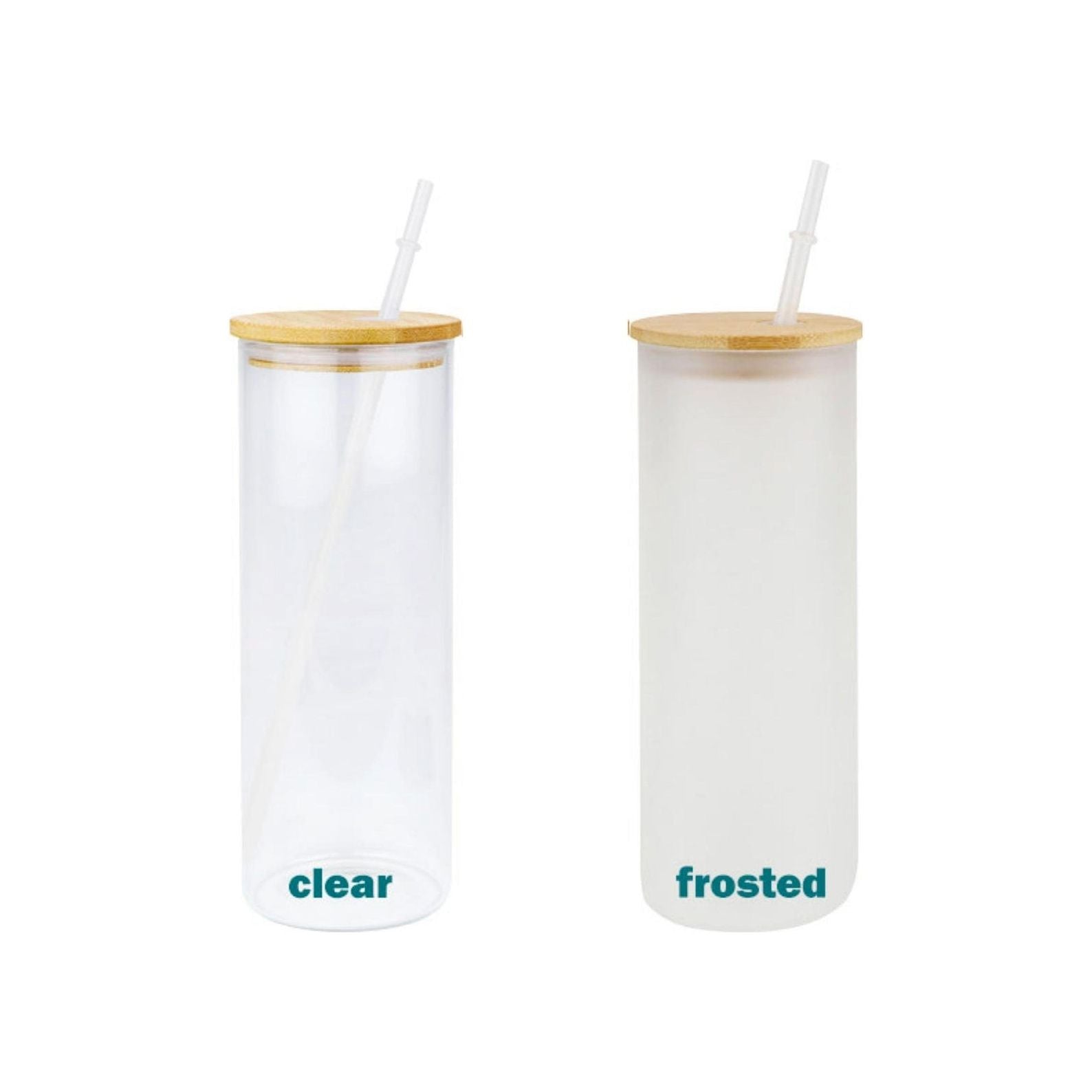 Glass with Bamboo and Plastic Lids - 25 oz
