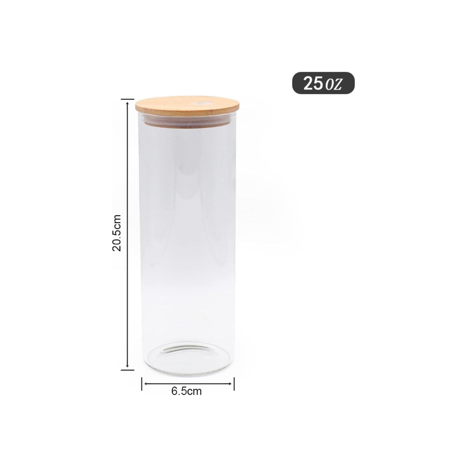 Glass with Bamboo and Plastic Lids - 25 oz