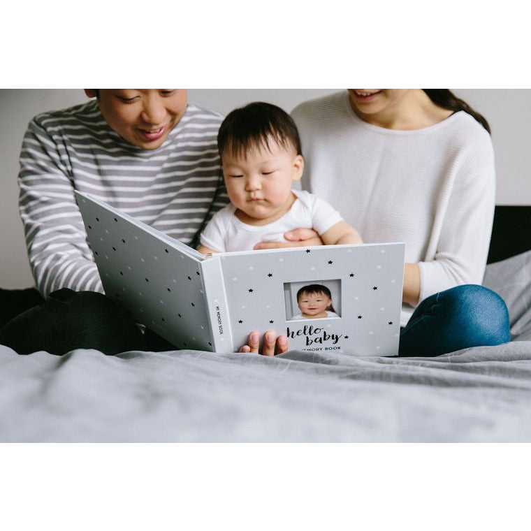 Baby's Memory Book & Sticker Set, Gray Stars