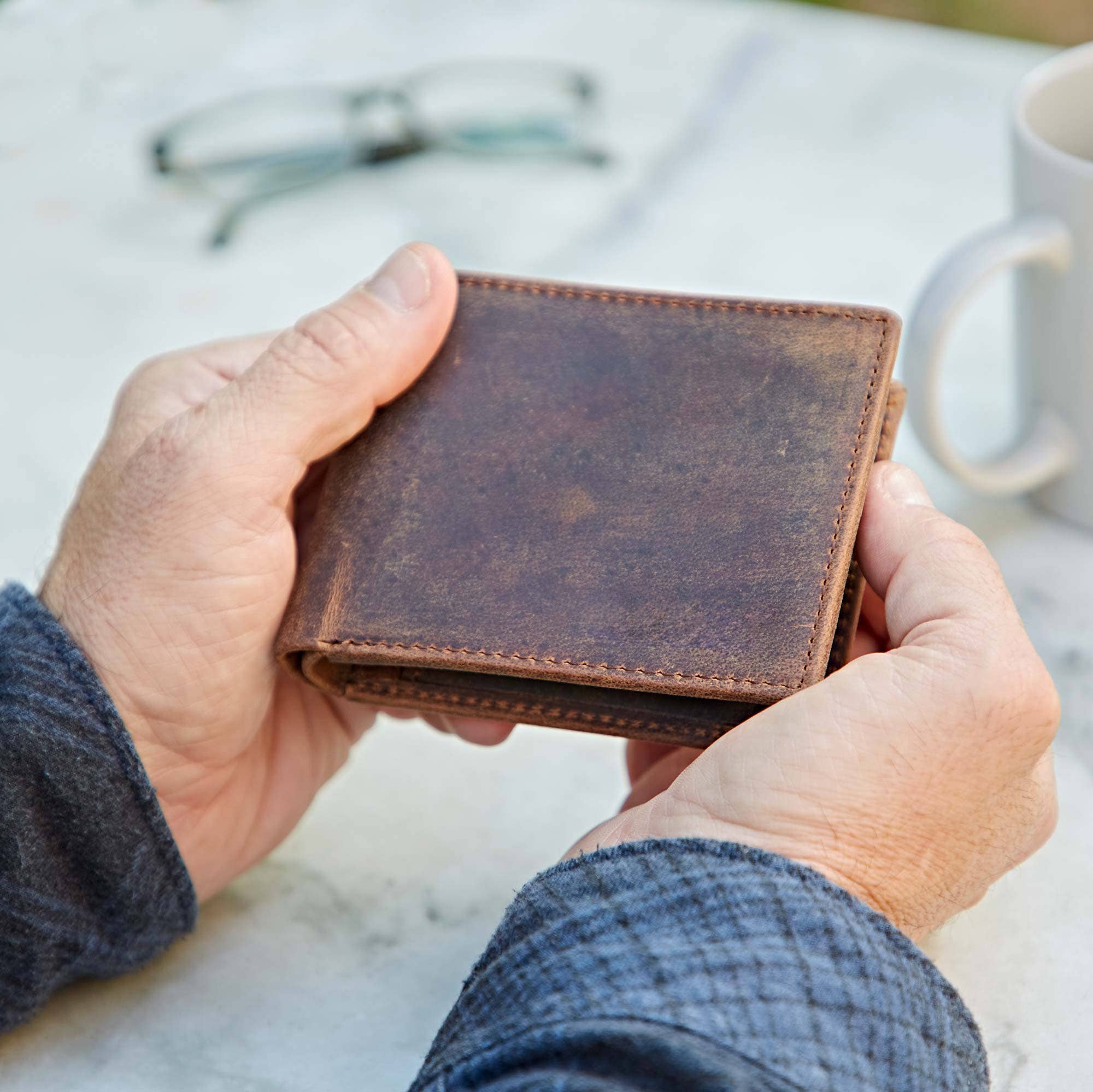 Handmade Buffalo Leather Wallet: Black