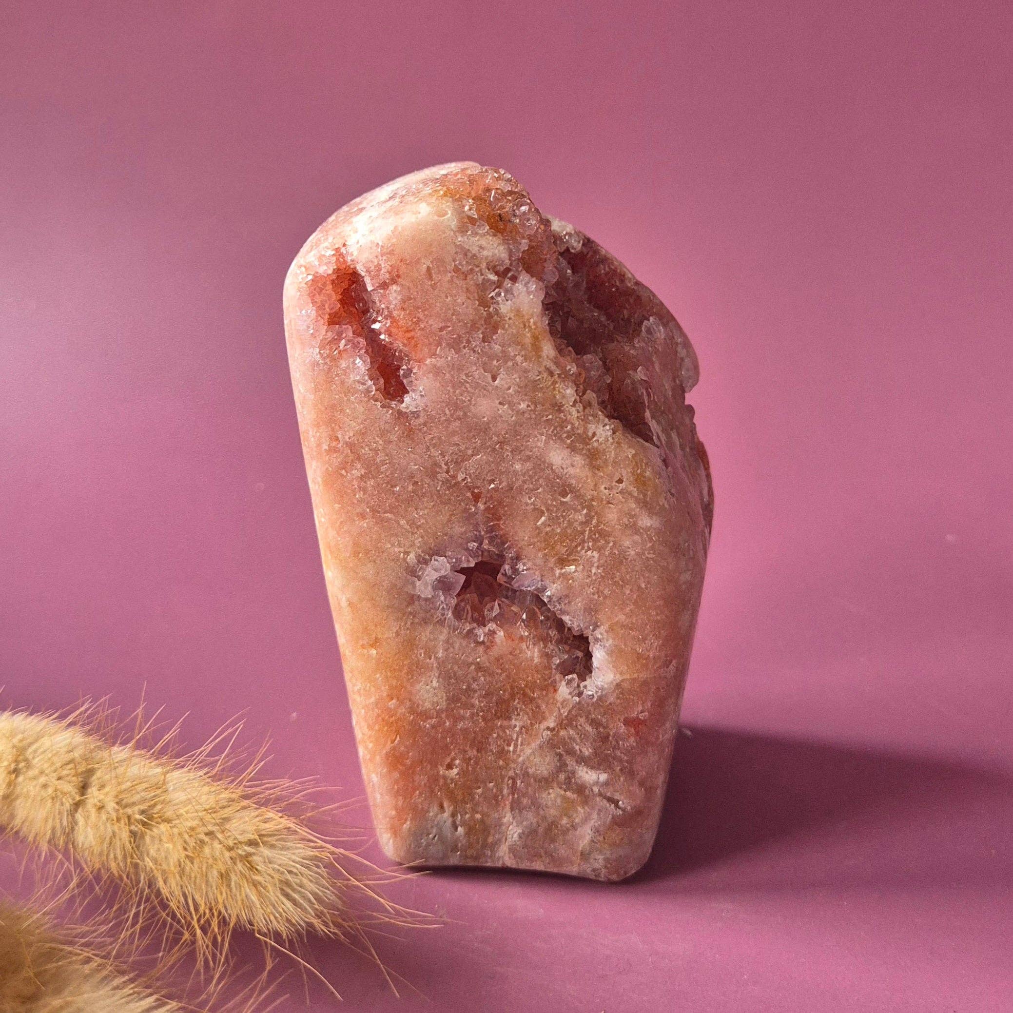XL Gemstone Druzy Pink Amethyst Geode Freeform, 380g Statement Piece