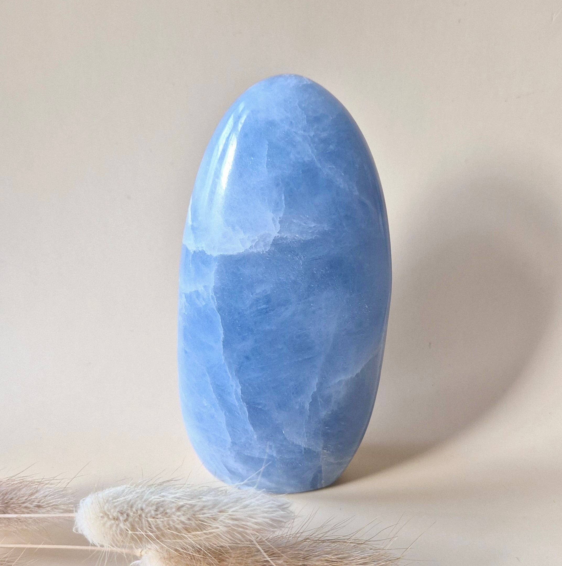 Celestine Gemstone Freeform 410g – Soft Blue Rest Stone