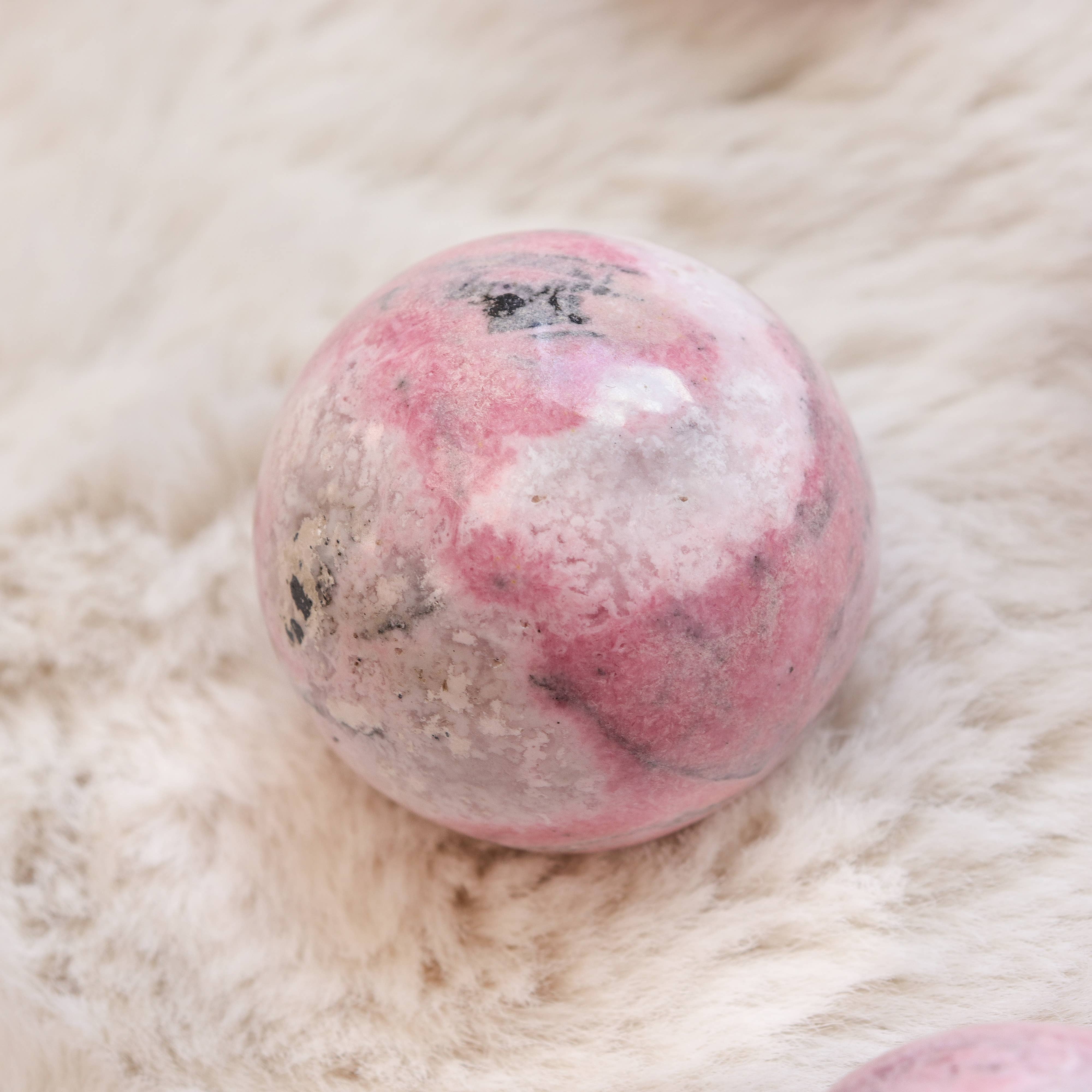 Rhodonite Sphere from Peru: 0.50-0.55 lbs