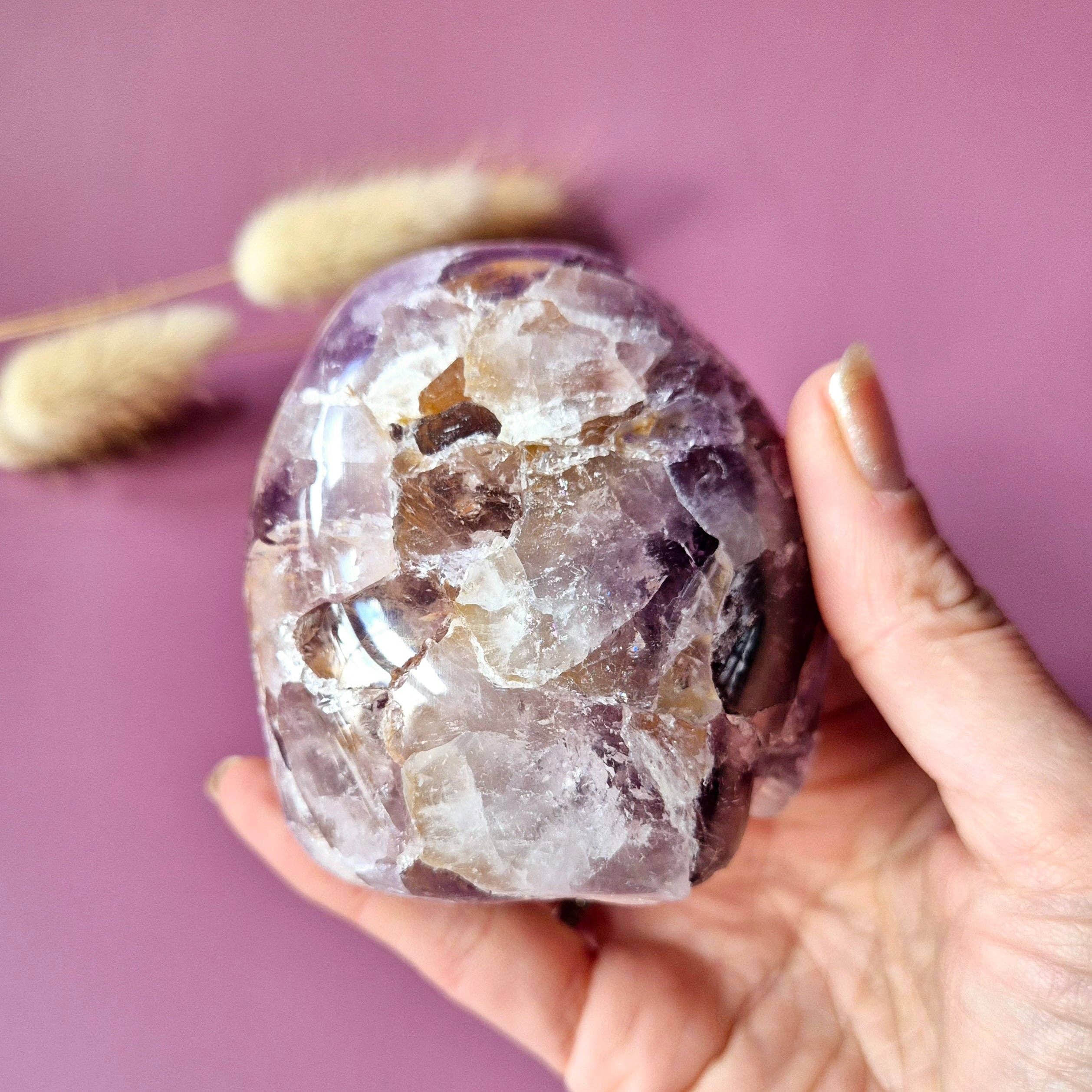 Gemstone Druzy Pink Amethyst Geode Freeform of 409 grams Statement Piece