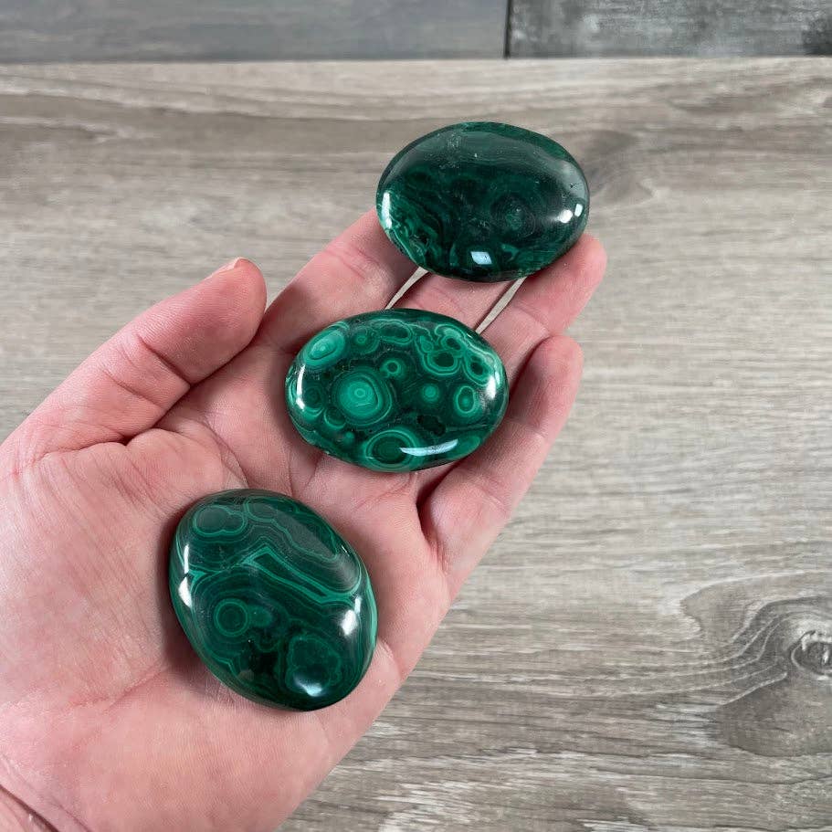 Malachite Worry Stones – Polished Thumb Stones for Crystal Shops