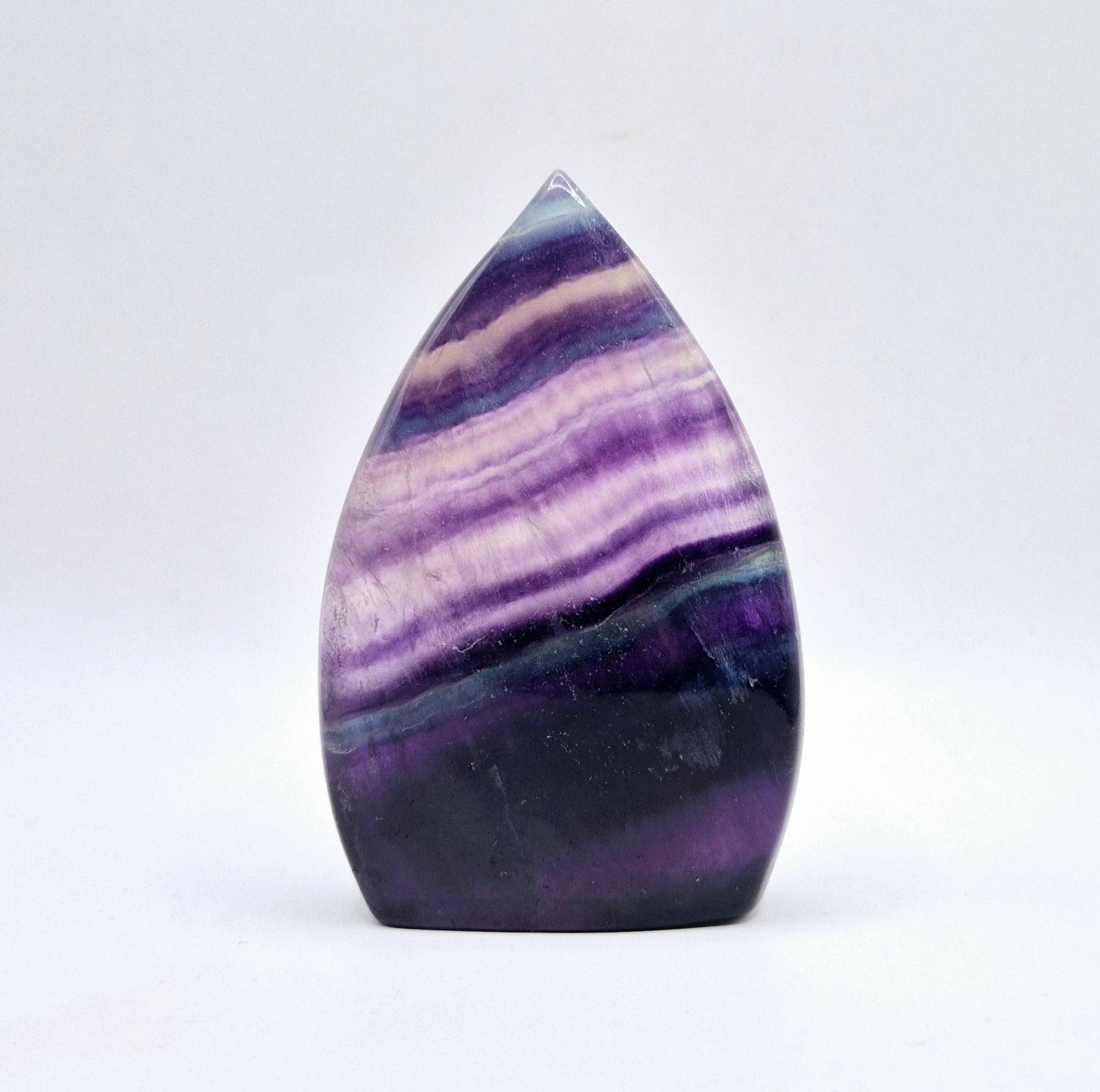 Colorful Rainbow Candy Fluorite - Teardrop Shaped Standing Gemstone Crystal Flame: N. Candy Fluorite Flame 213 grams
