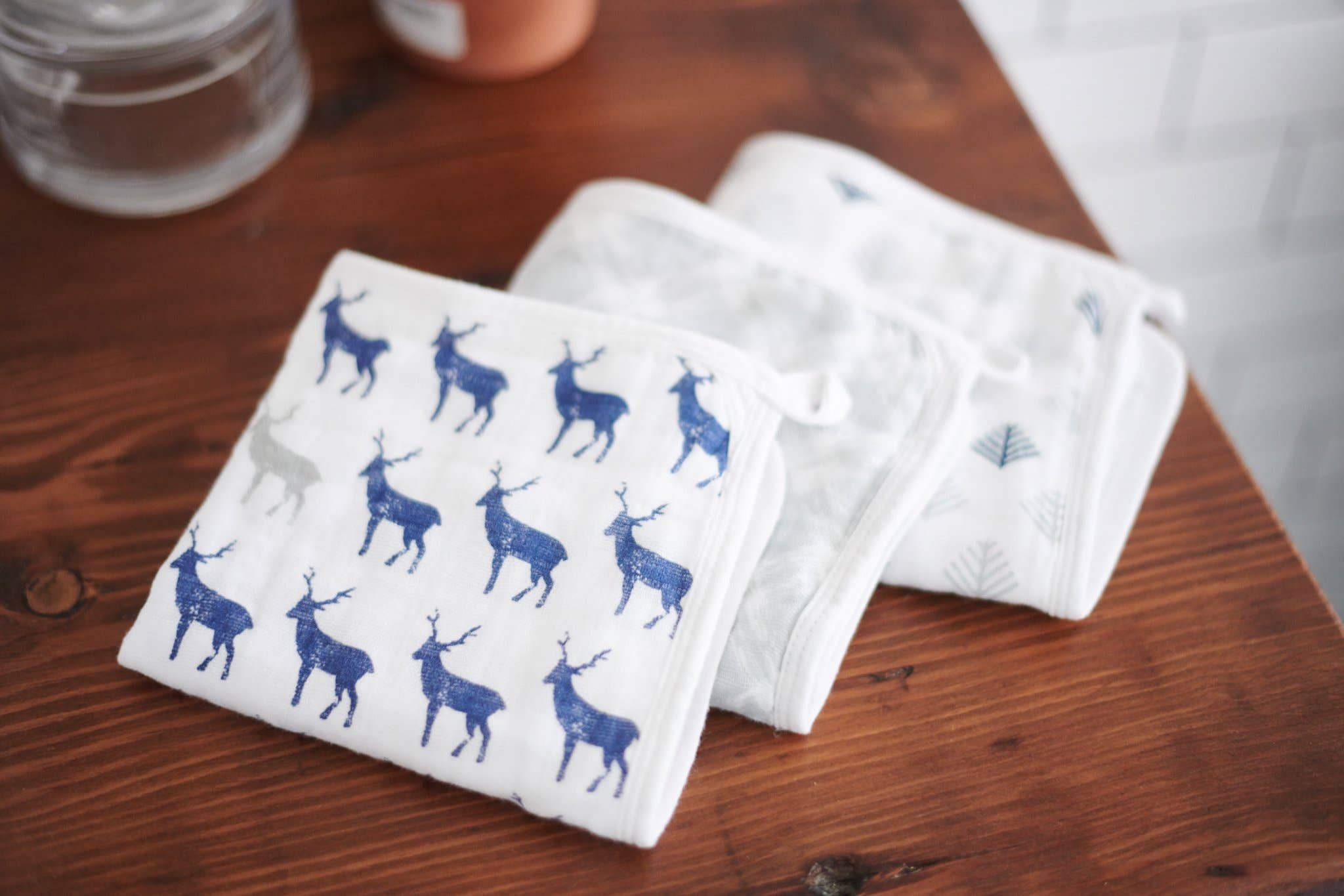 Blue Deer Washcloth Set of 3