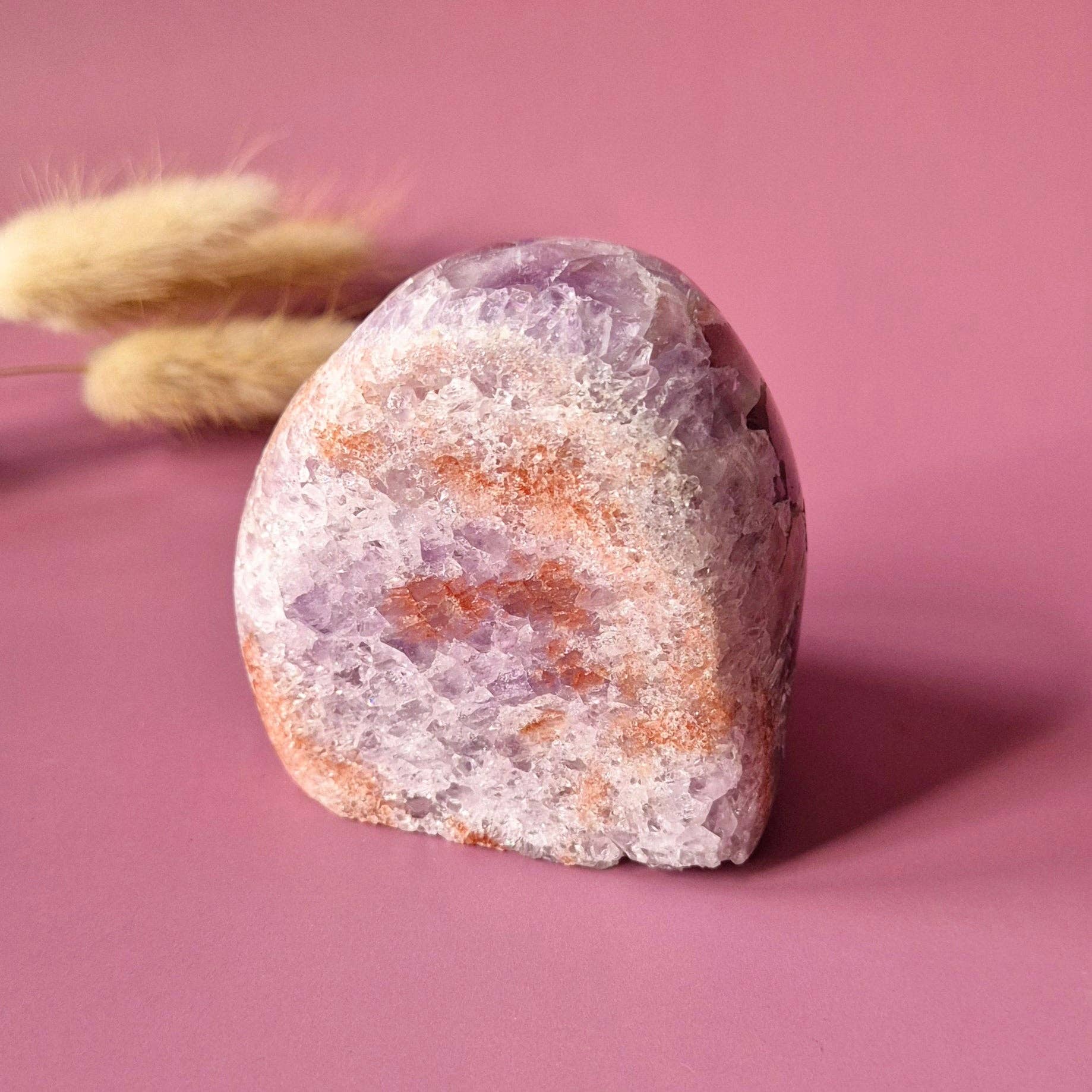 Gemstone Druzy Pink Amethyst Geode Freeform of 409 grams Statement Piece