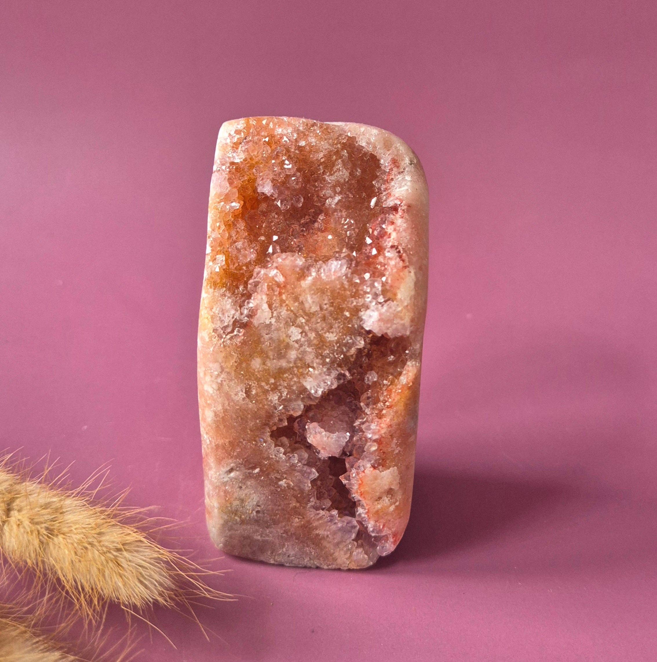XL Gemstone Druzy Pink Amethyst Geode Freeform, 380g Statement Piece