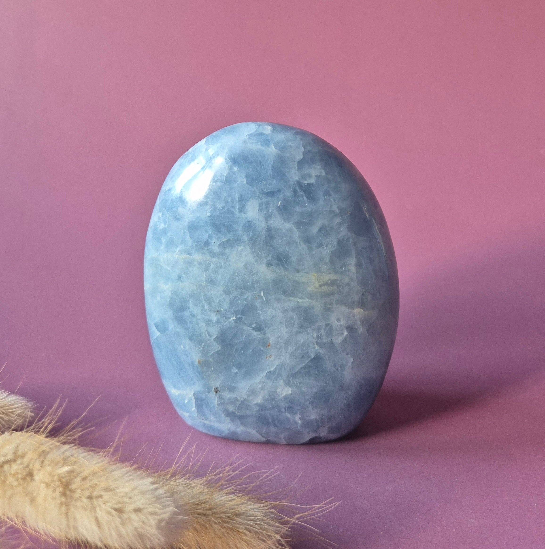 Celestine Gemstone Freeform – Soft Blue Rest Stone: 399g