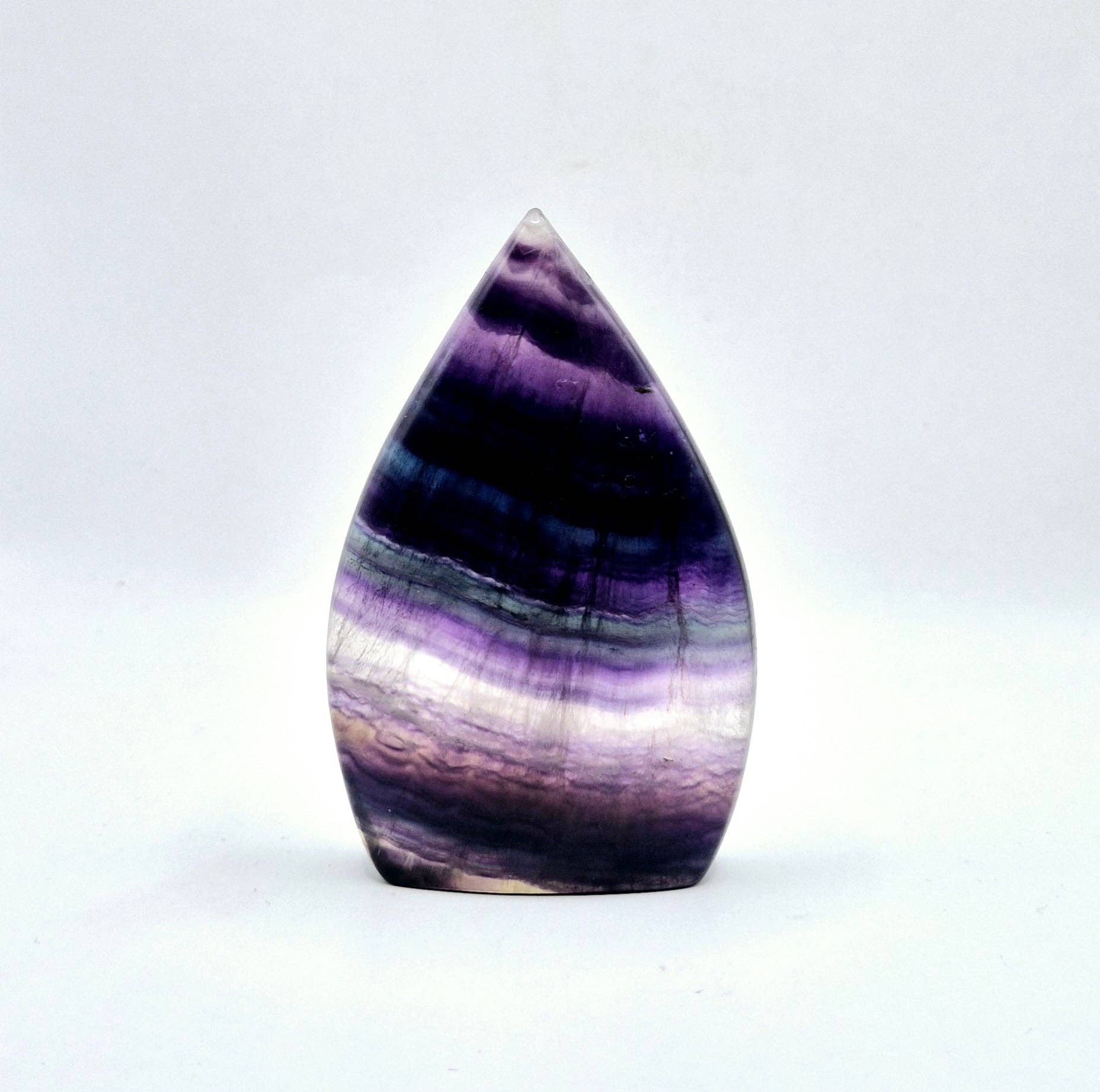 Colorful Rainbow Candy Fluorite - Teardrop Shaped Standing Gemstone Crystal Flame: N. Candy Fluorite Flame 213 grams