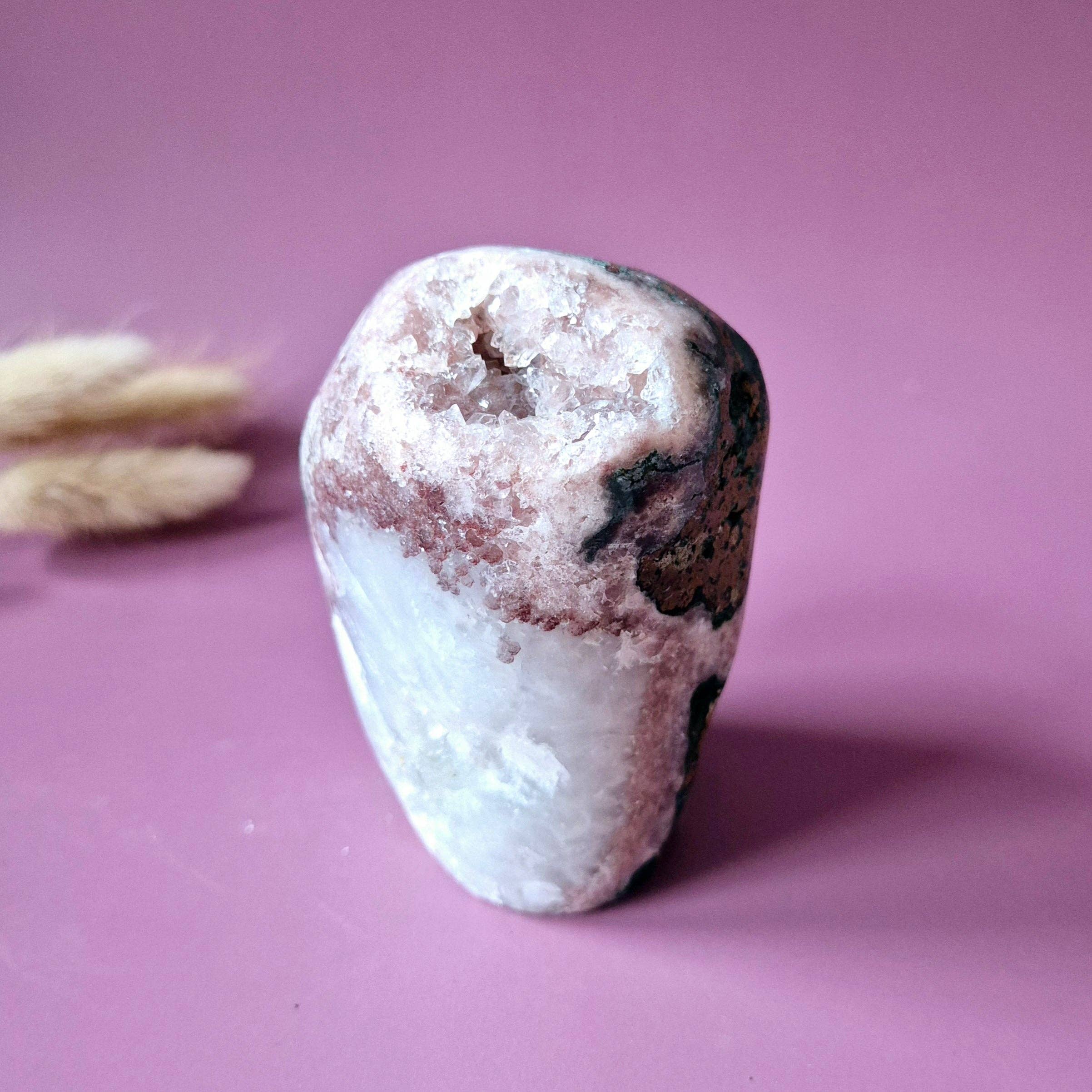 XL Gemstone Druzy Pink Amethyst Geode Freeform of 600 grams Statement Piece