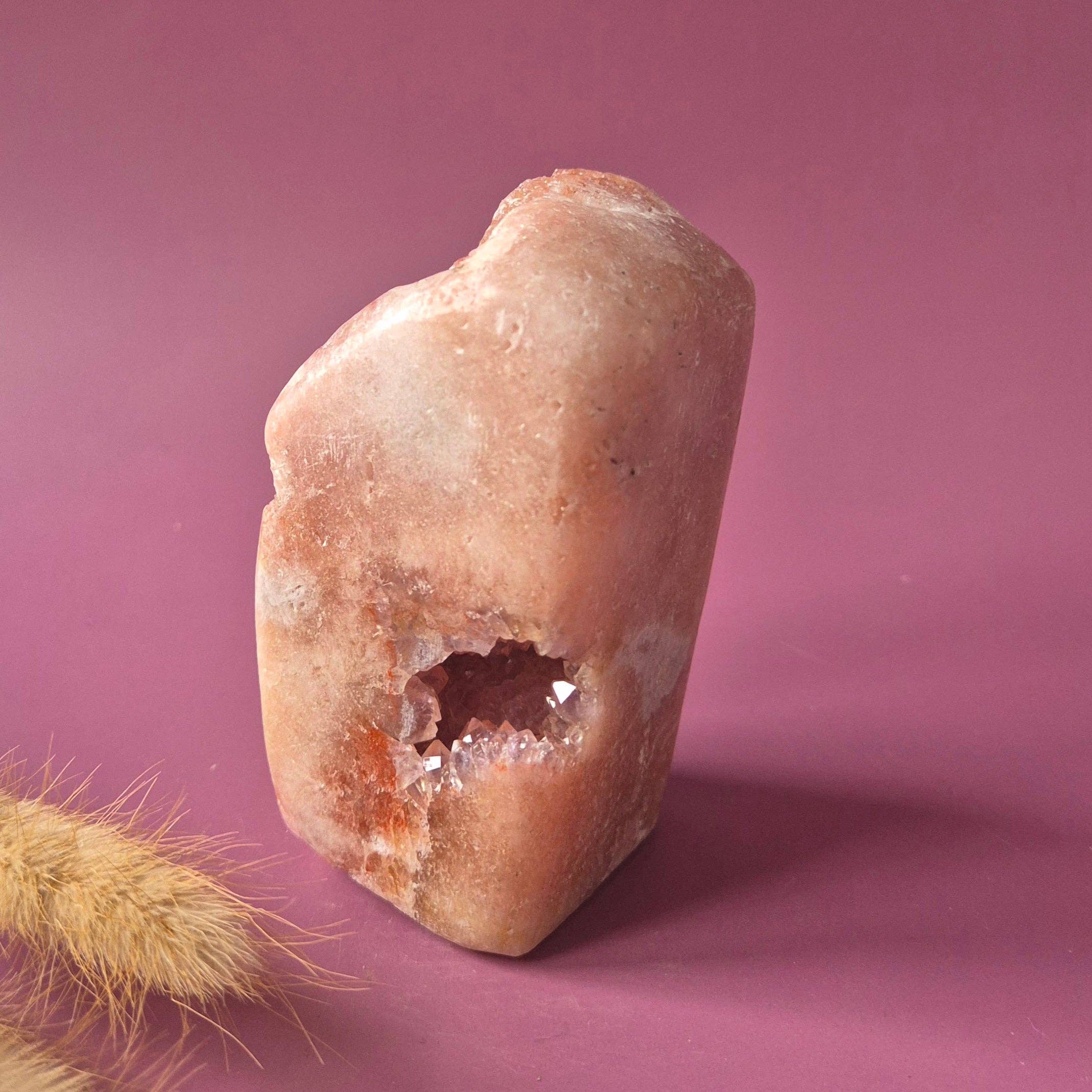 XL Gemstone Druzy Pink Amethyst Geode Freeform, 380g Statement Piece
