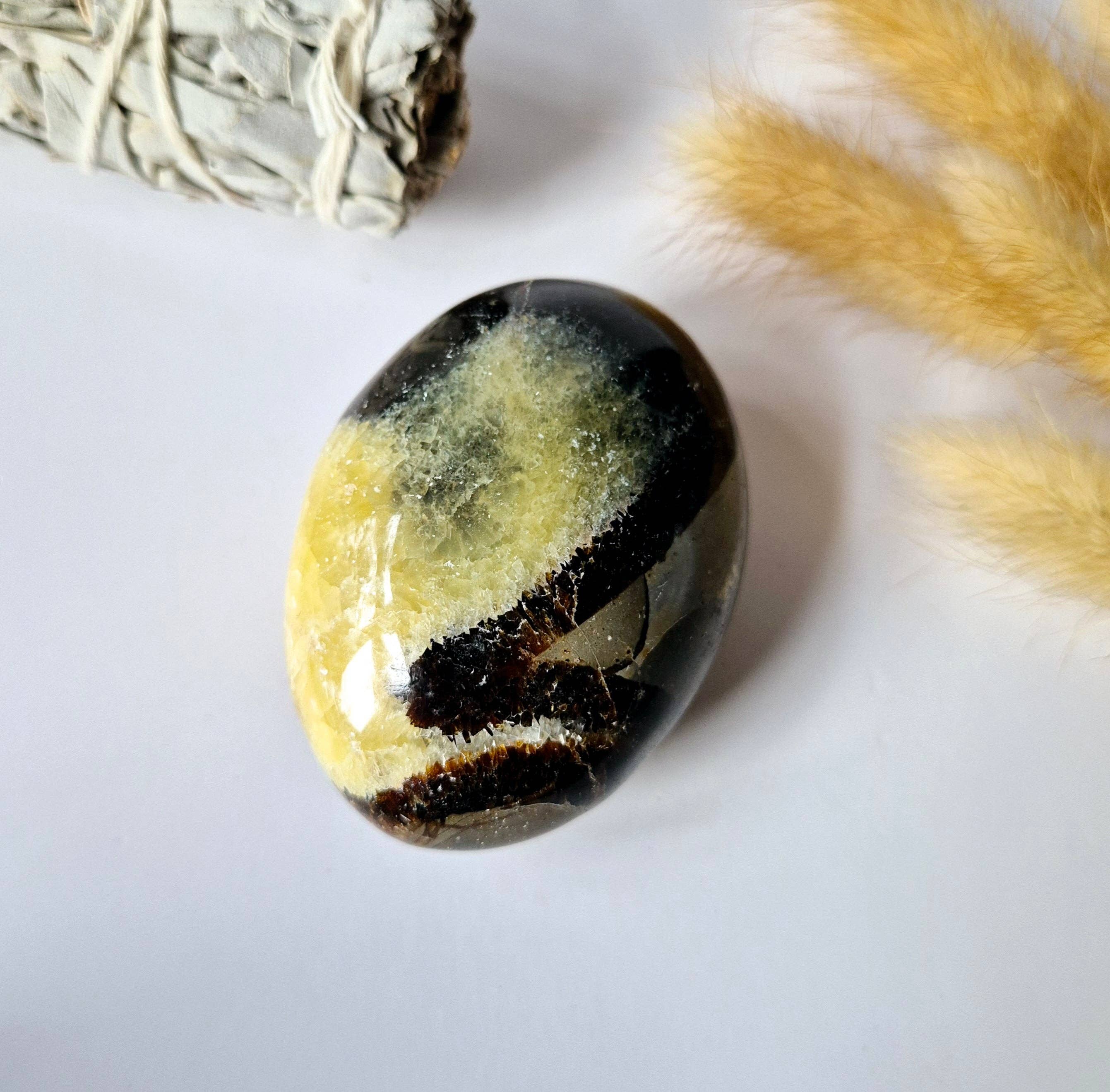 Septarian Palmstone - Hand stone for relaxation and calm - Worry Stone dragon egg stone