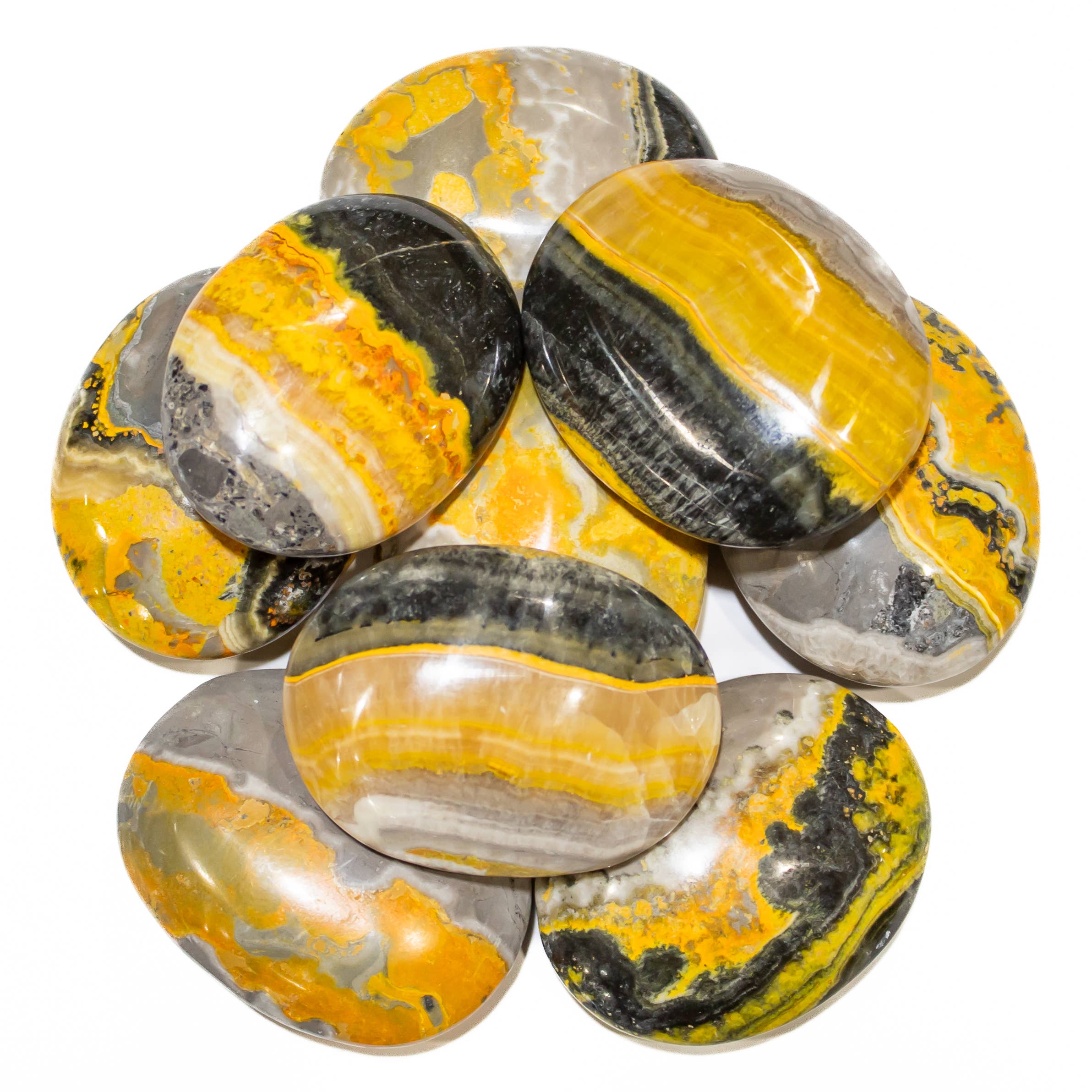 Bumble Bee Jasper Pillows Palm Stone (Individual)