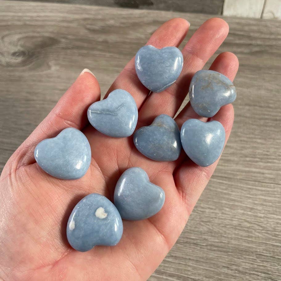 1-Inch Puffy Gemstone Pocket Heart – Bulk Wholesale Crystals: Peace Jade