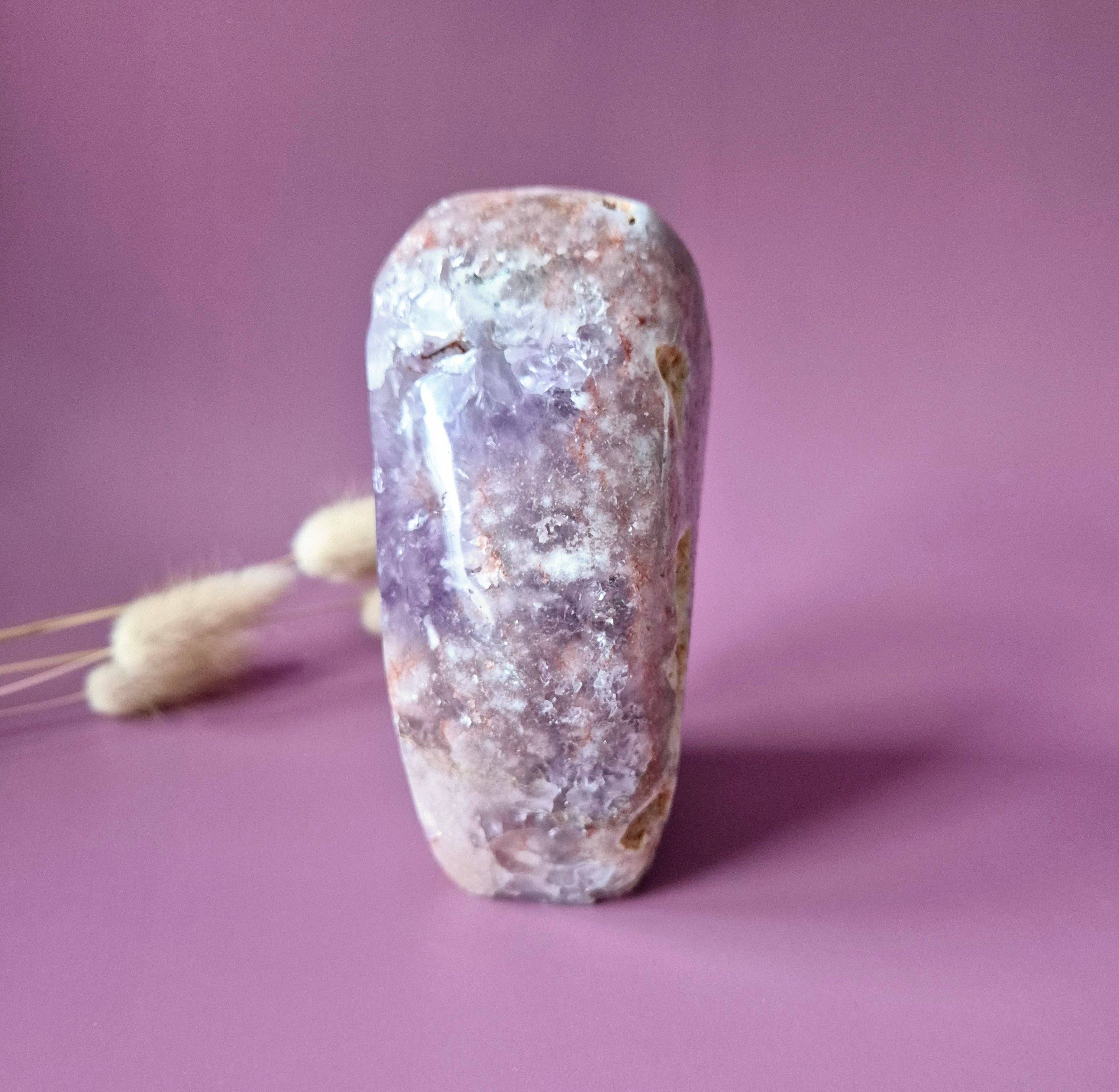 XL Gemstone Druzy Pink Amethyst Geode Freeform of 737 grams Statement Piece