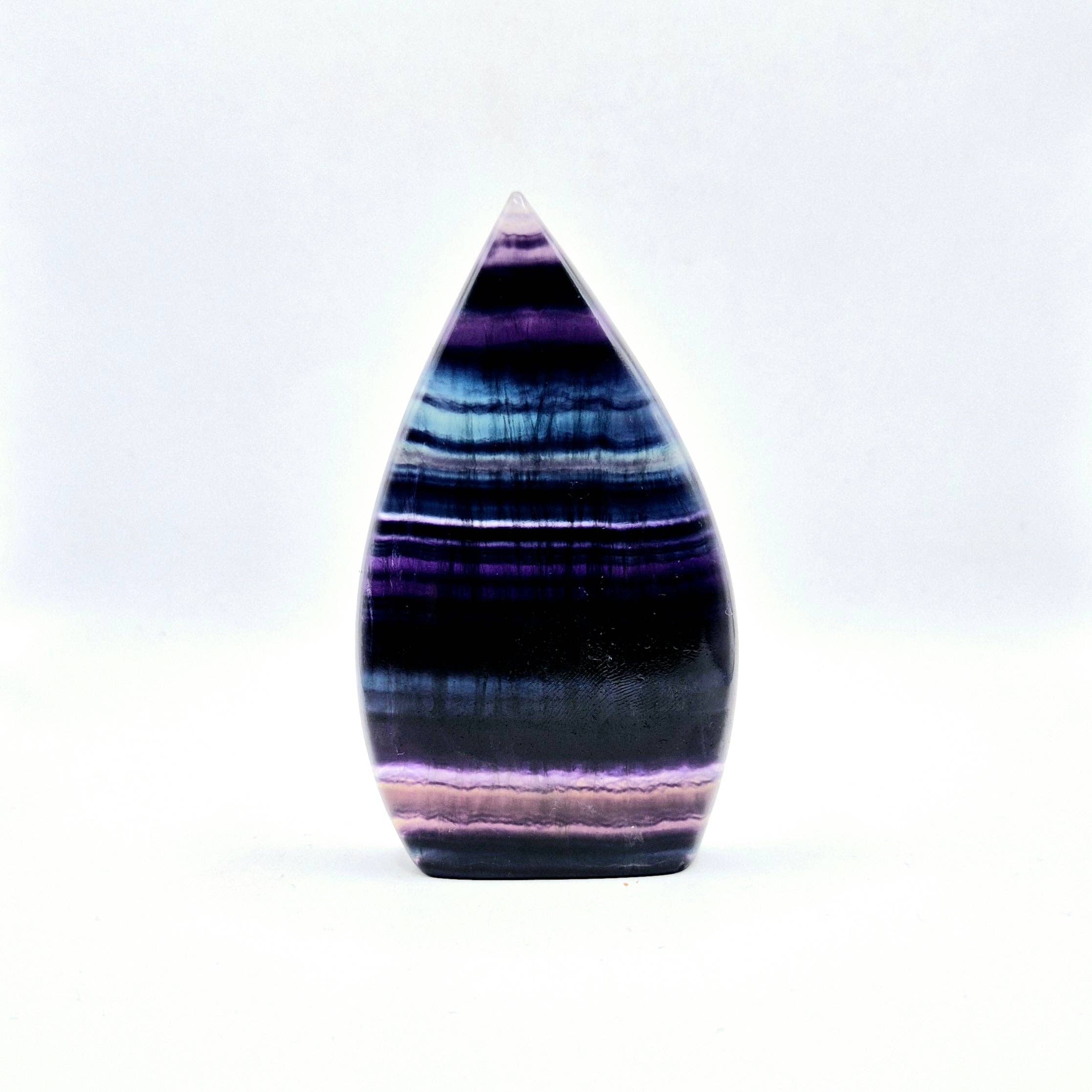 Colorful Rainbow Candy Fluorite - Teardrop Shaped Standing Gemstone Crystal Flame: N. Candy Fluorite Flame 213 grams