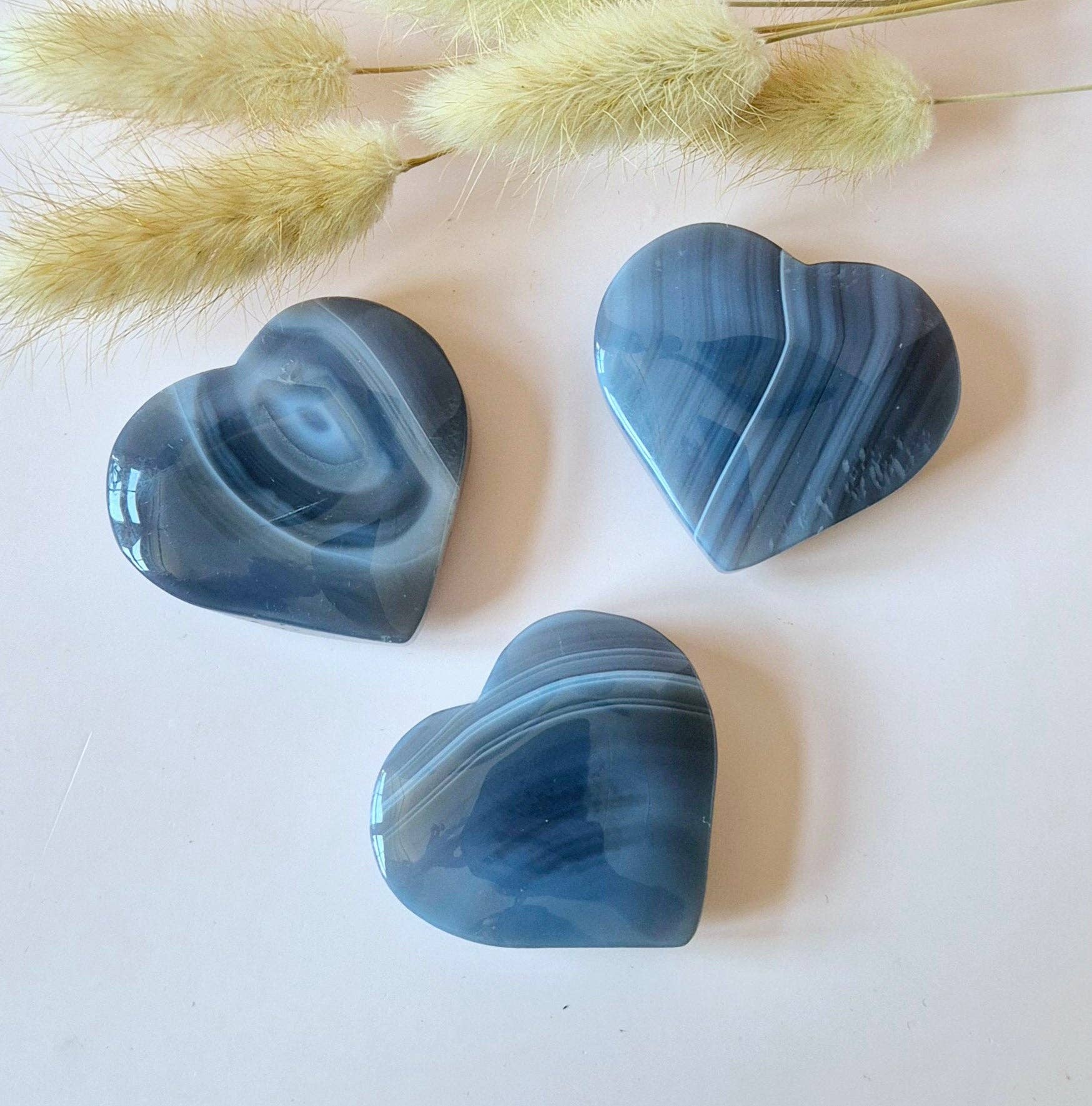 Grey Silk Agate Palm Stone Heart 5cm – Hand Stone worry stone worry stone